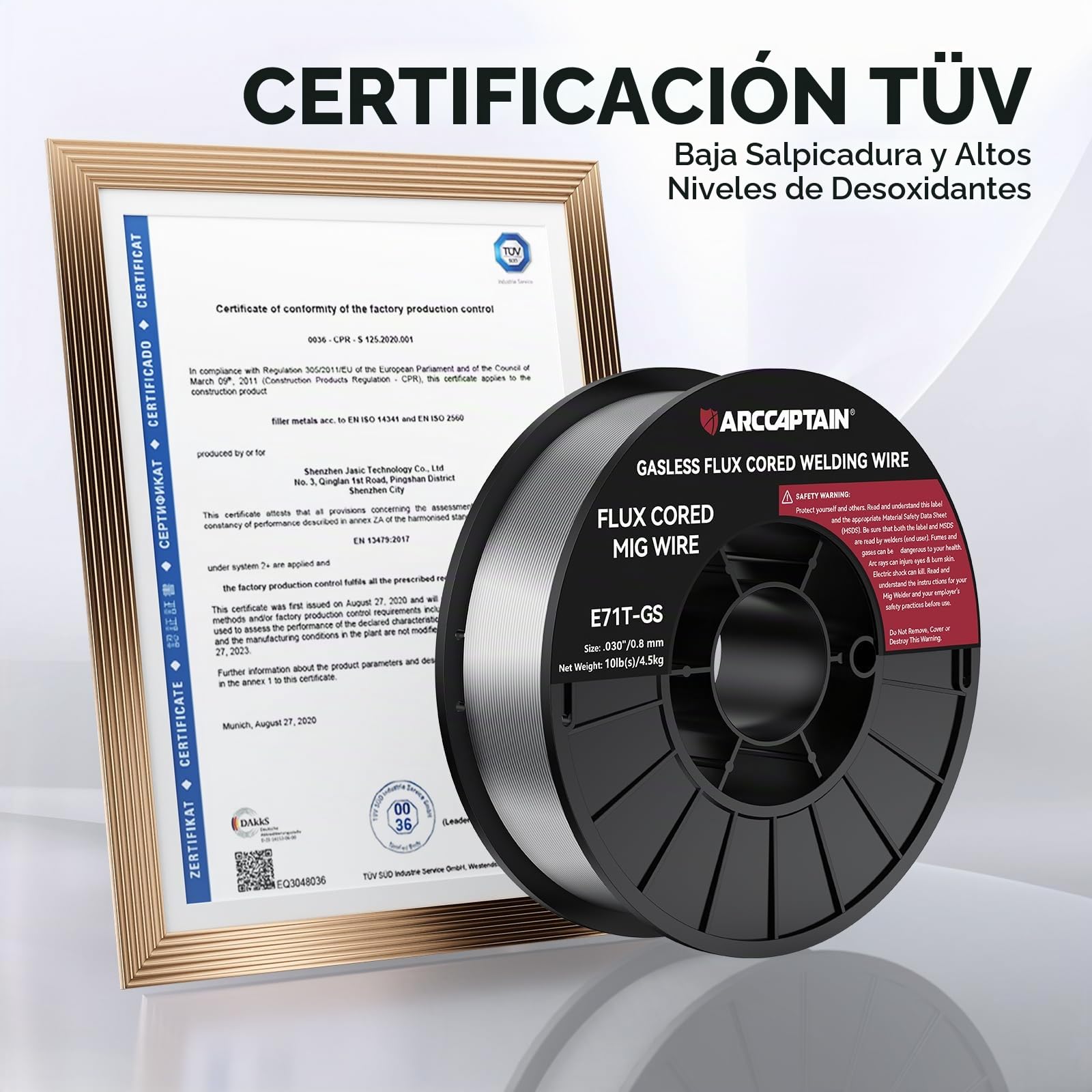 ARCCAPTAIN Alambre de soldadura de núcleo de flujo .030, E71T-GS de 30 pulgadas, alambre de soldadura de núcleo de fundente, sin gas, bajo salpicaduras, acero al carbono suave, compatible con soldador