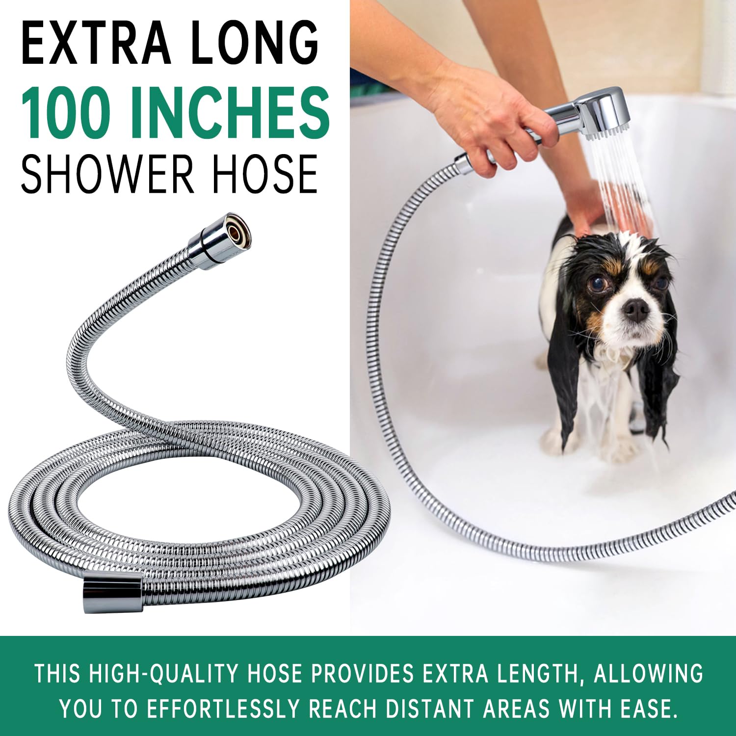 Accesorio de ducha para perros para baño y lavado de mascotas, pulverizador de mano de 3 modos de alta presión con interruptor de encendido/apagado, desviador de metal, manguera de acero