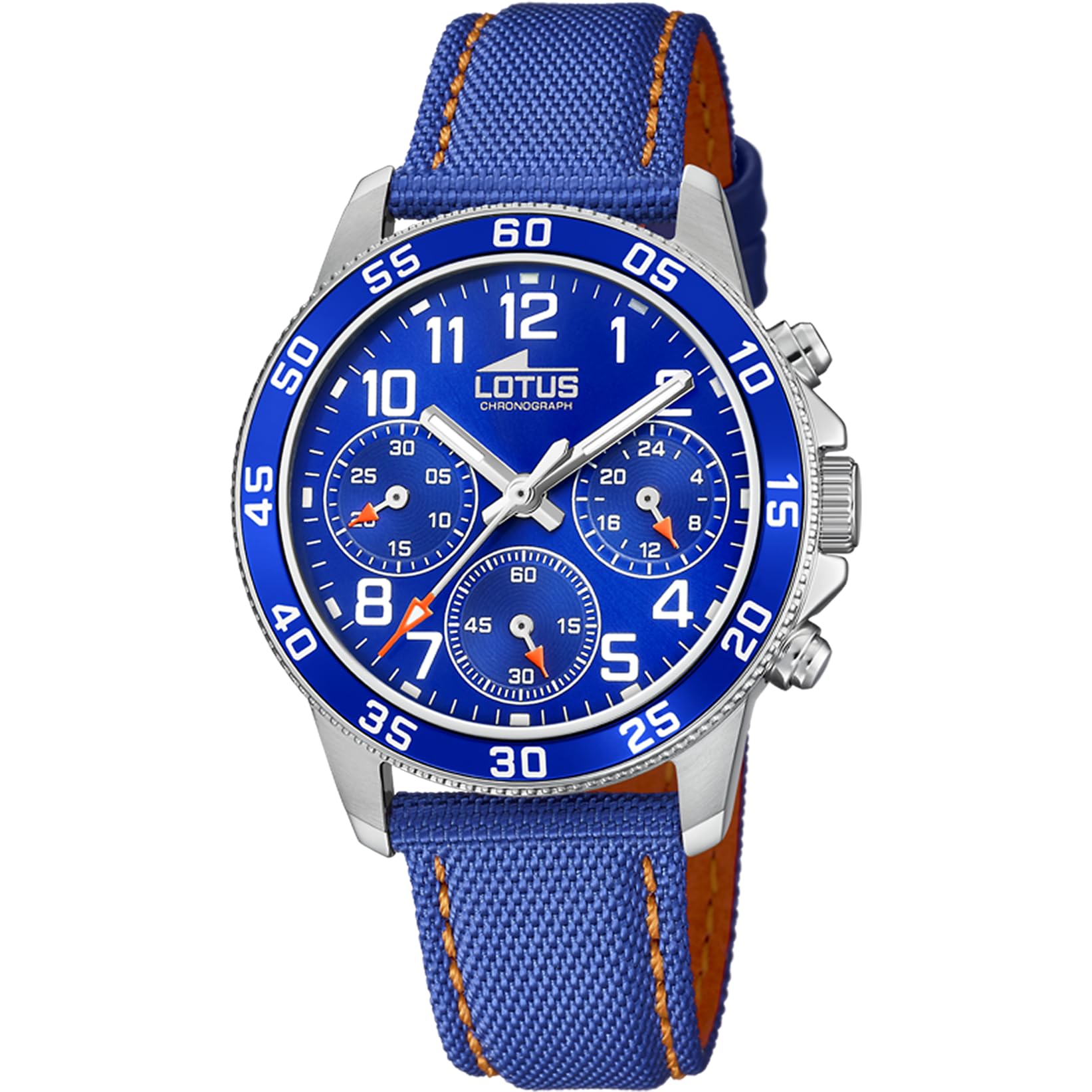 LOTUS Reloj Niño Analógico de Cuero Azul - Movimiento de Cuarzo - Cristal Mineral - Resistente al Agua 5 ATM - Junior Collection