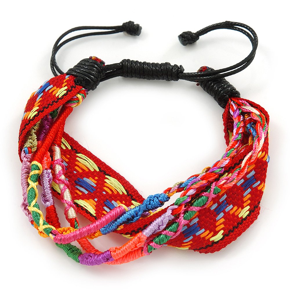 Pulsera de la amistad de algodón tejido multicolor y ajustable estilo unisex 6