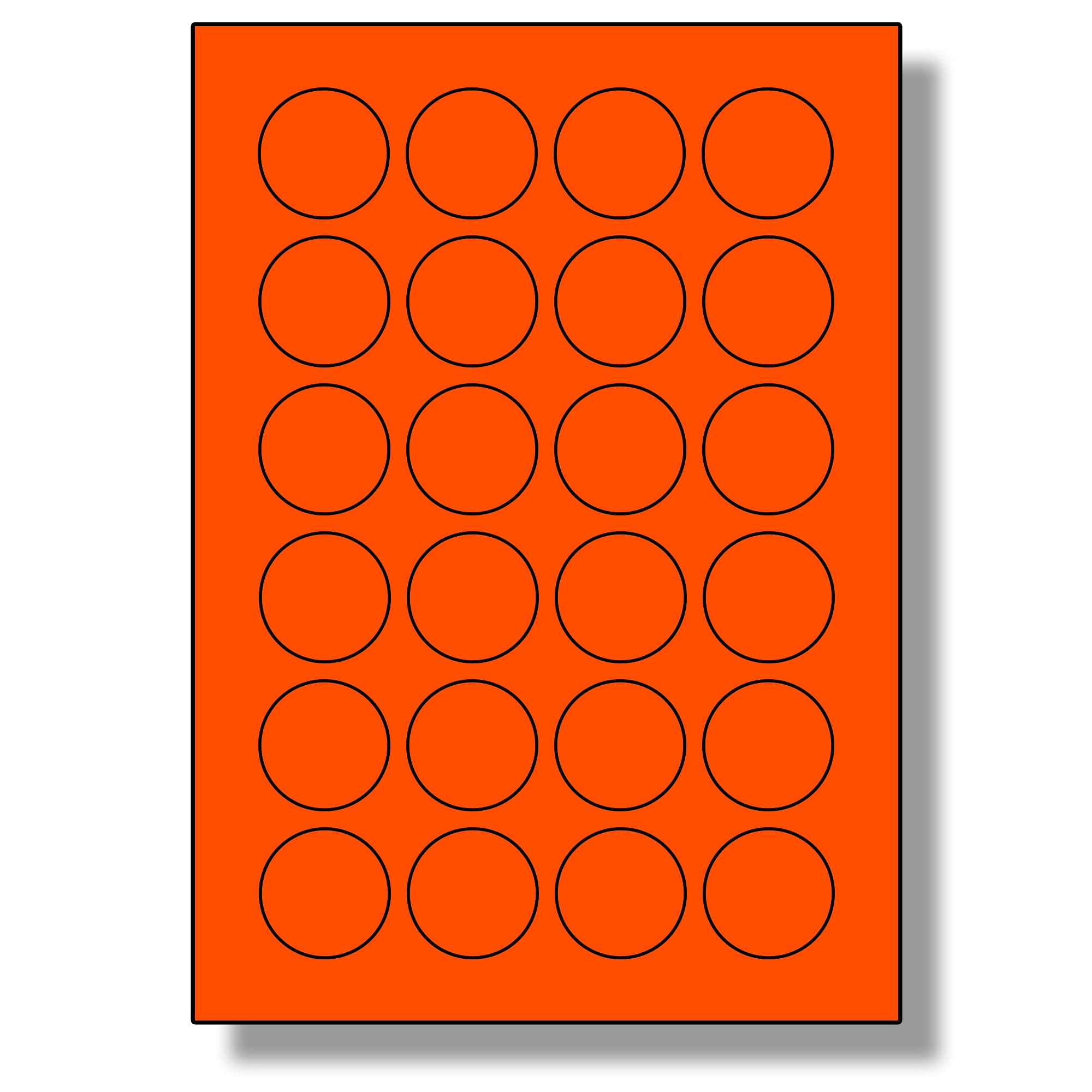 Label Planet® 24 Per Sheet, 50 Sheets (1200 Tomato RED Round Labels), Matt Permanent Self-Adhesive A4 Circular Coloured Stickers, for Laser/Inkjet Printers, UK LP24/40RC, 40MM Diameter Circles