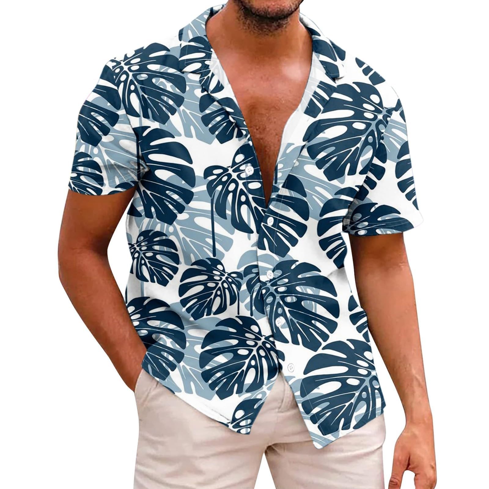 Camicia Hawaiana Uomo Maniche Corte Estate | Stampa Floreale Tropicale | Vestibilità Regular | Tessuto Rayon Morbido - Foto 8
