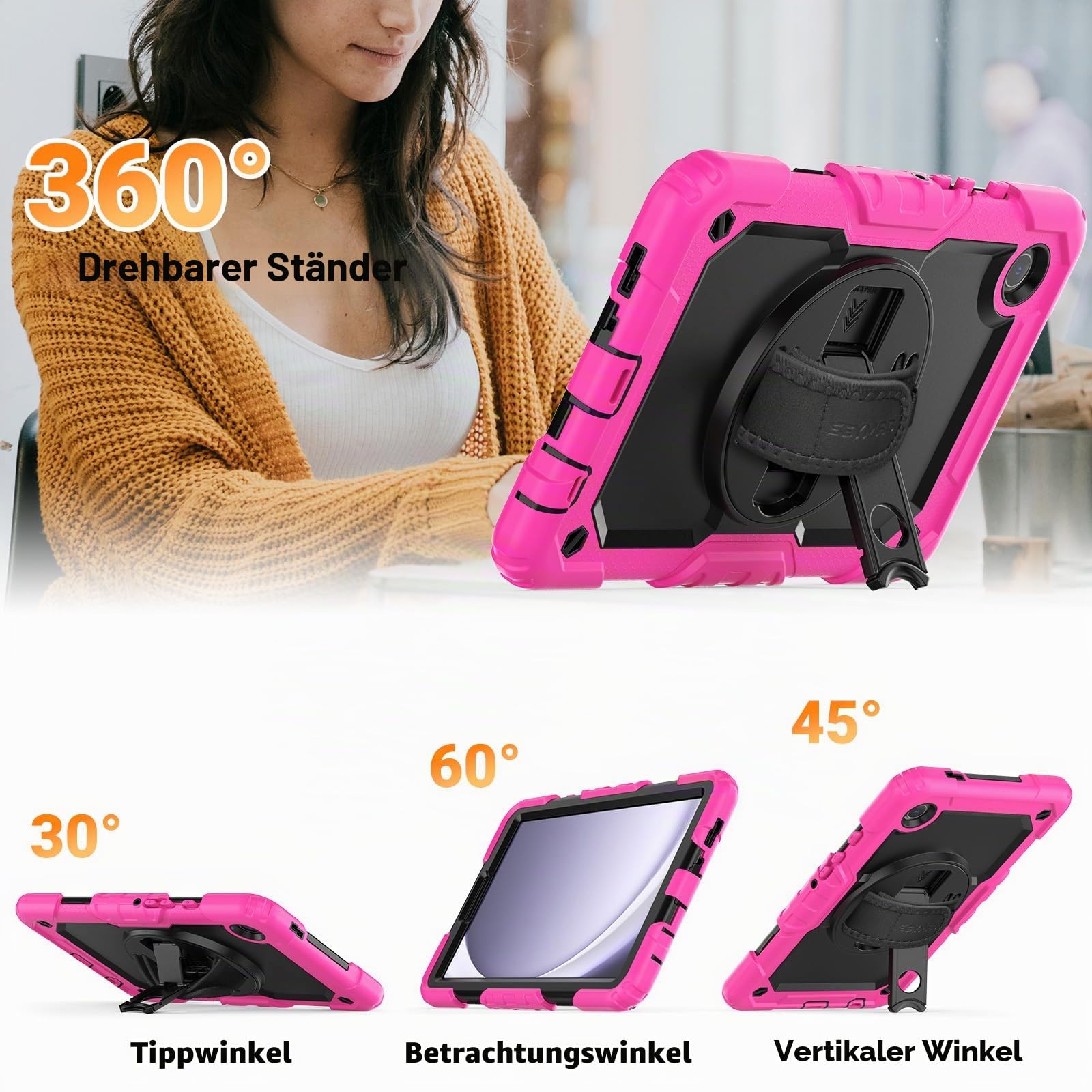 SEYMAC Hülle für Samsung Galaxy Tab A9 8,7 Zoll 2023, Rose