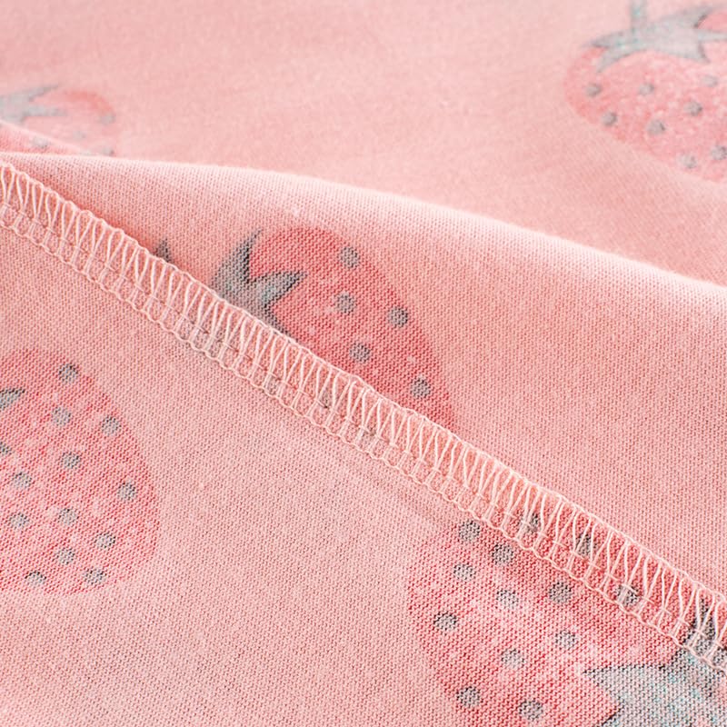 Toddler Baby Girls Short Sleeve T-Shirts Cartoon Strawberry Print Layering Tee Tops Summer Clothes for Kids (Pink,130/5-6 Y,Unisex,Big Kid,US,Age,5 Years,6 Years)