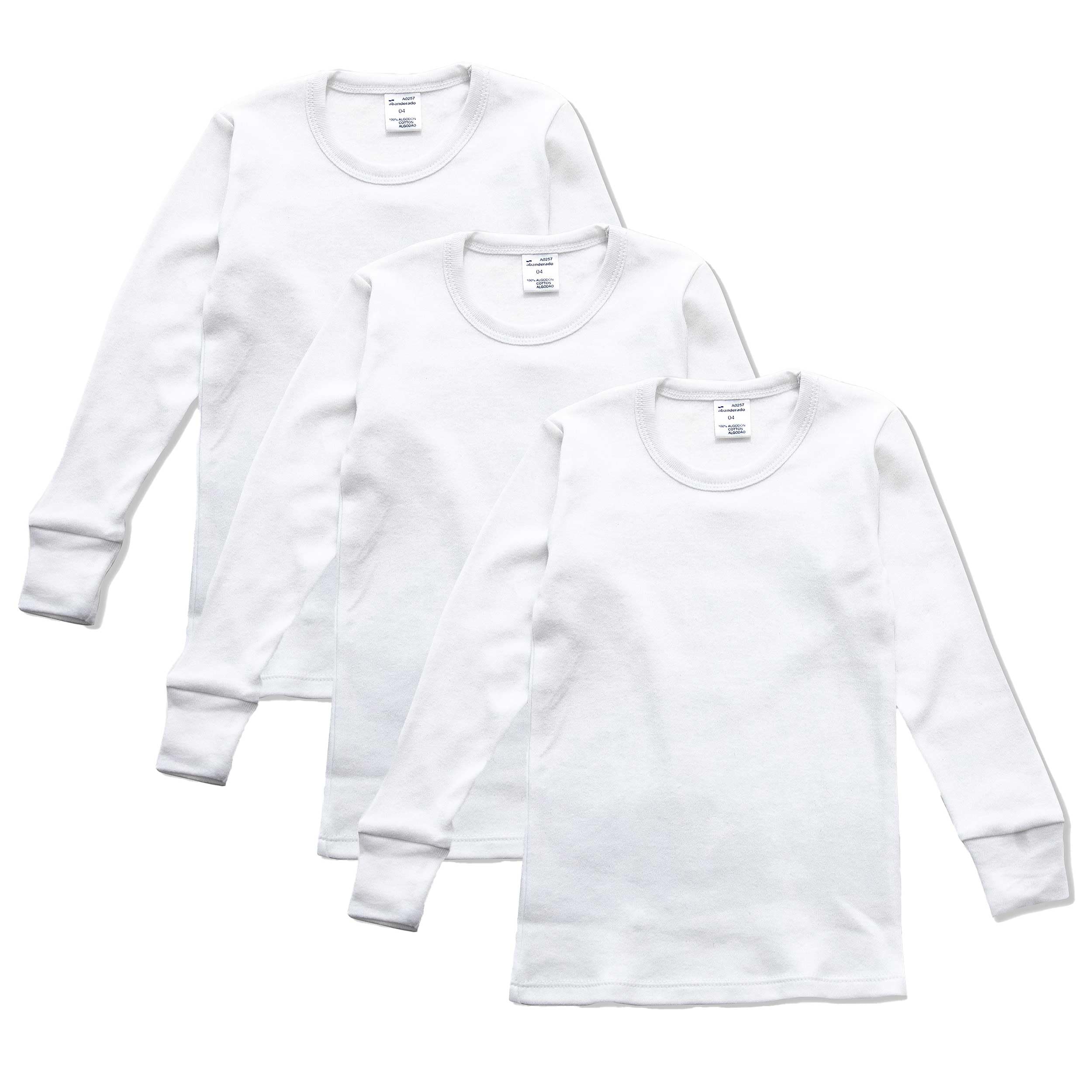 Abanderado Pack Camiseta Manga Larga Cuello Redondo Junior Algodón de Invierno Niño x3