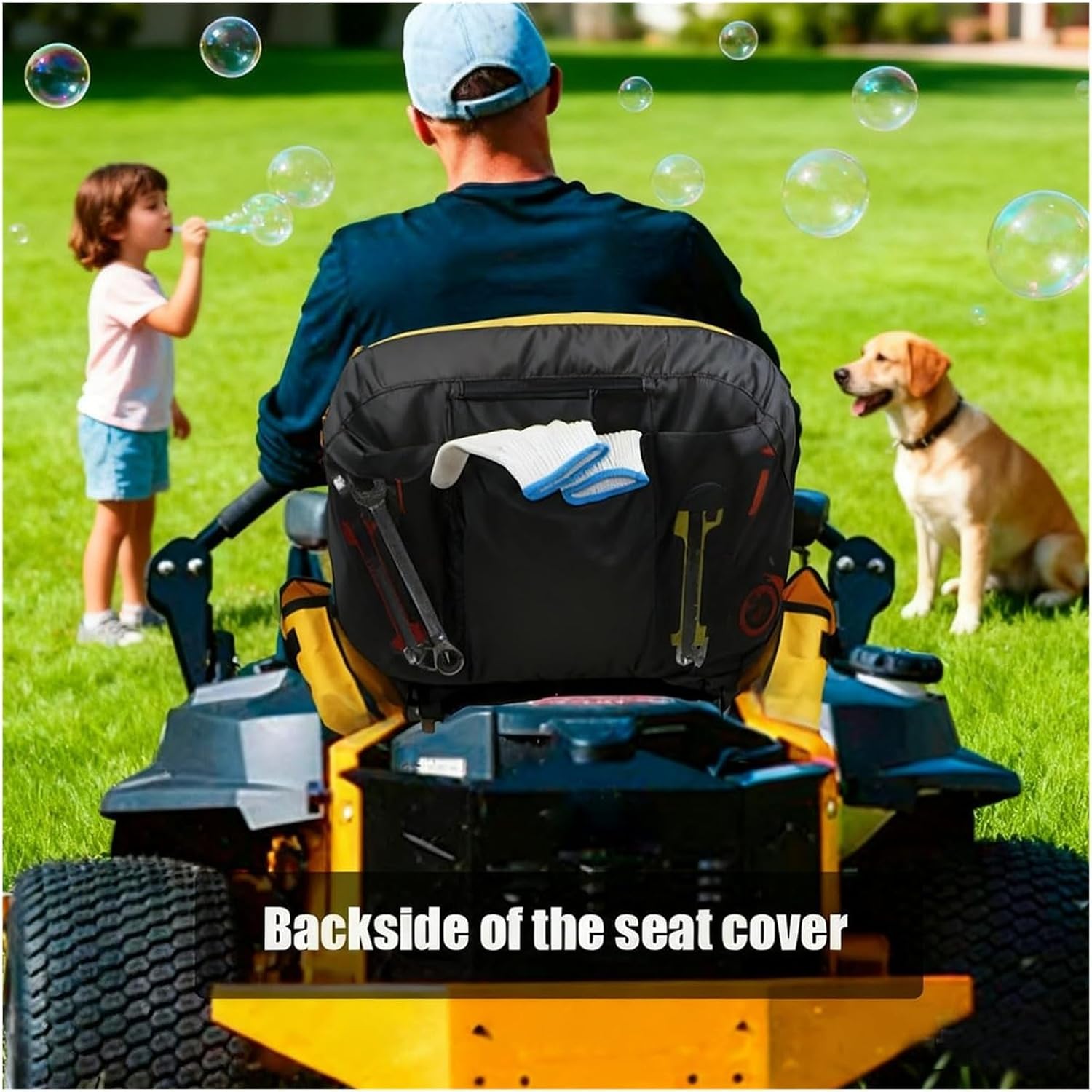 Universal Heavy-Duty Tractor Seat Replacement with Adjustable Sliding Rails, Drainage Holes | 220LB Capacity for Riding Mowers, Forklifts, Bulldozers, Excavators & Farm Equipment