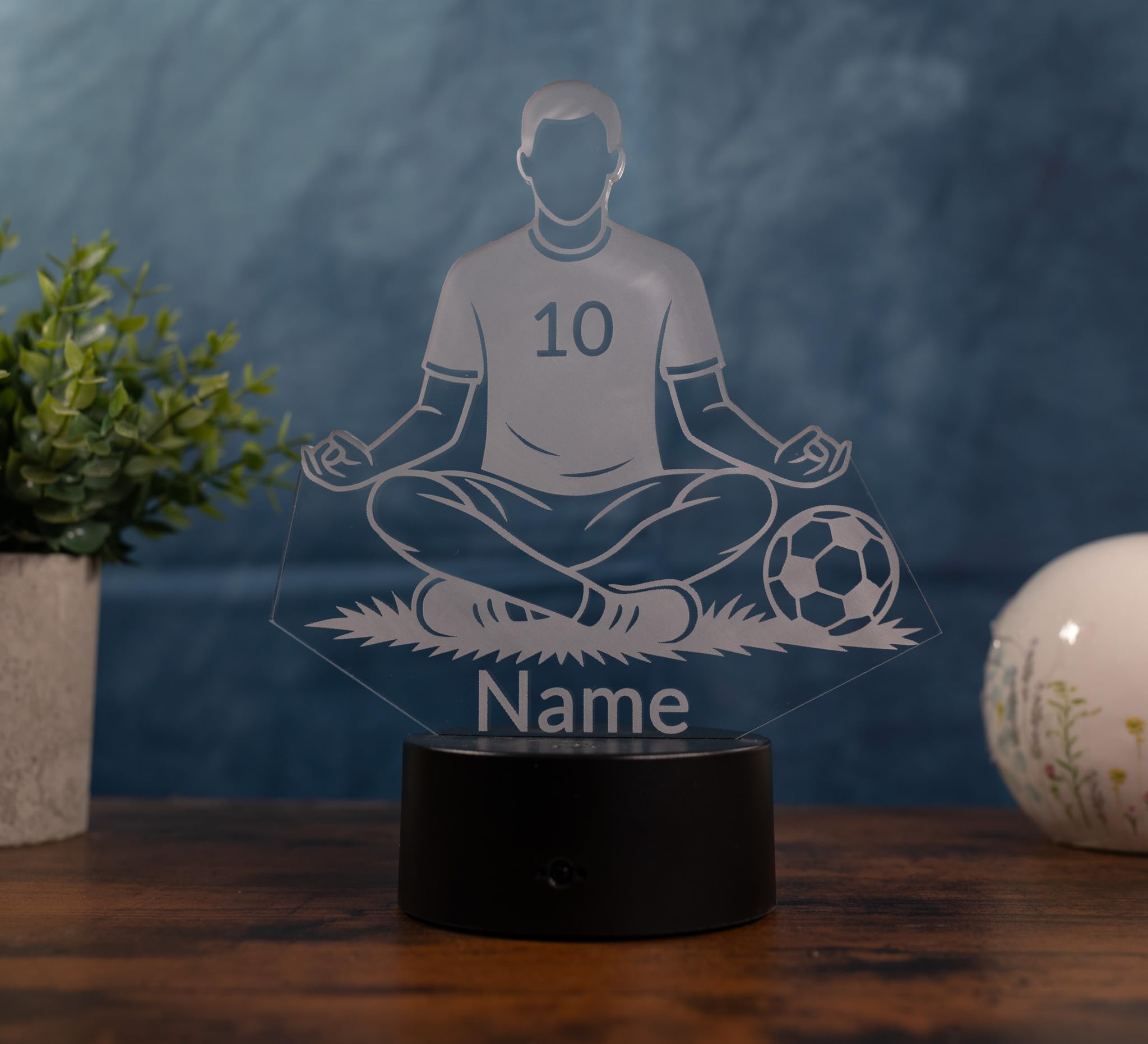 Lampada da calcio personalizzata, luce notturna a LED con nome e numero di maglia, regalo per la cameretta dei bambini, yoga, per ragazzi e appassionati di calcio