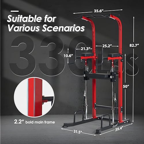 Miniatura 4 de SogesPower Power Tower - Barra de dominadas para gimnasio en casa, multifunción, ajustable, altura ajustable, equipo de entrenamiento