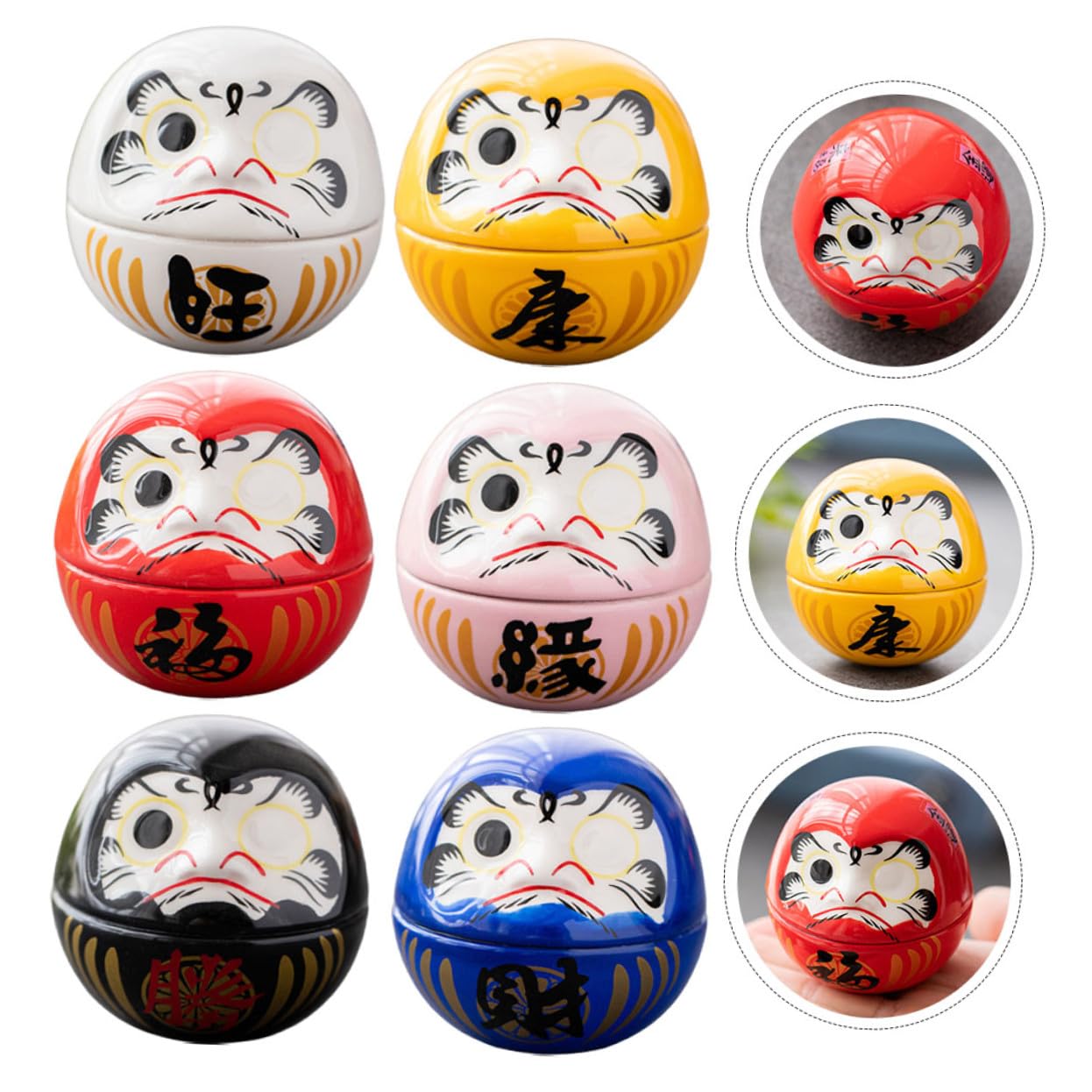 Gatuida 6piezas Adornos de Gato Suerte Japoneses de Cerámica Decoración para Escritorio Adorable Estatua para Vaso Manualidades para Decoración de Hogar