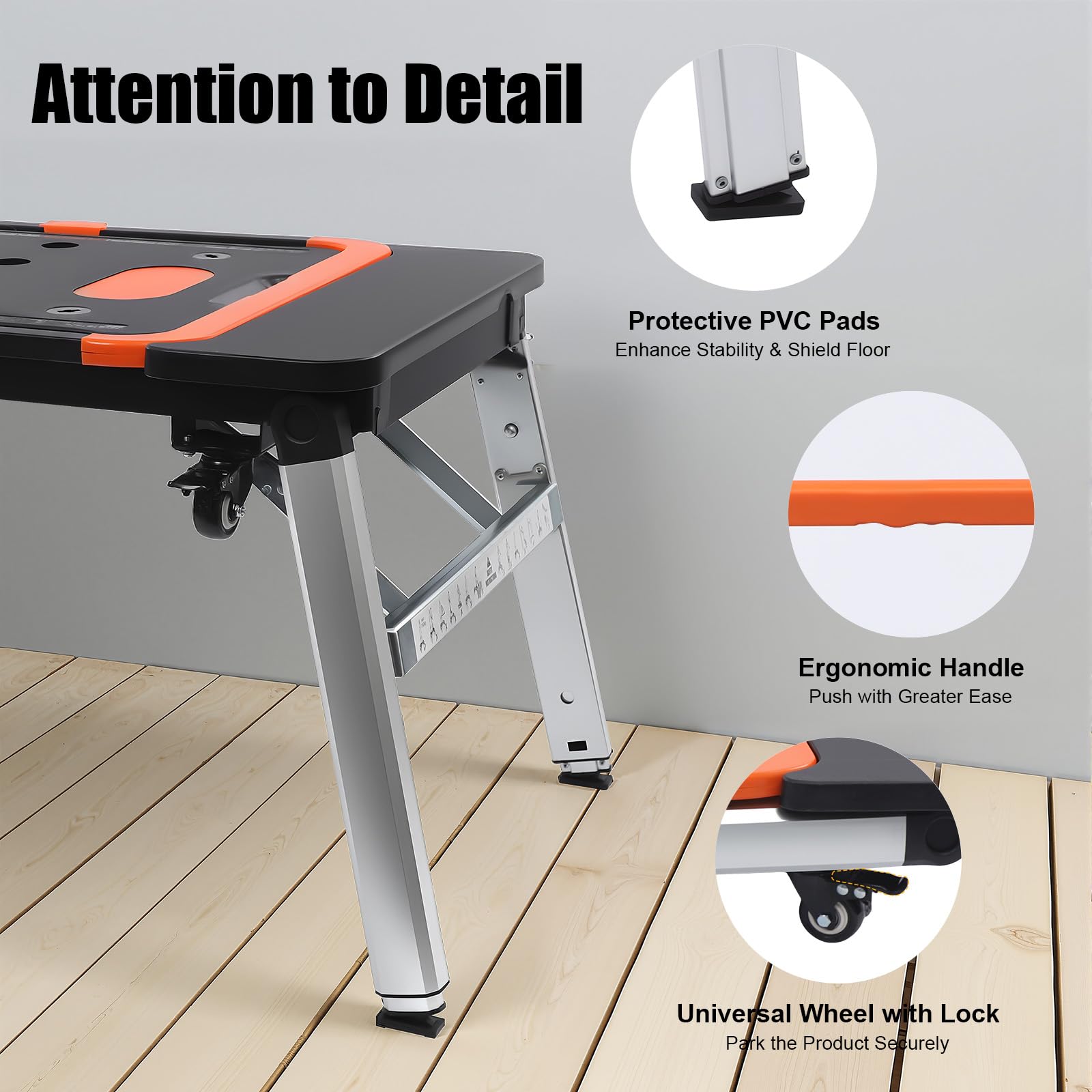 Banco da lavoro universale pieghevole 7 in 1 Tavolo multifunzione Skateboard Carrello a mano Cavalletto da segare Gambe da tavolo regolabili in altezza 1140 x 590 mm