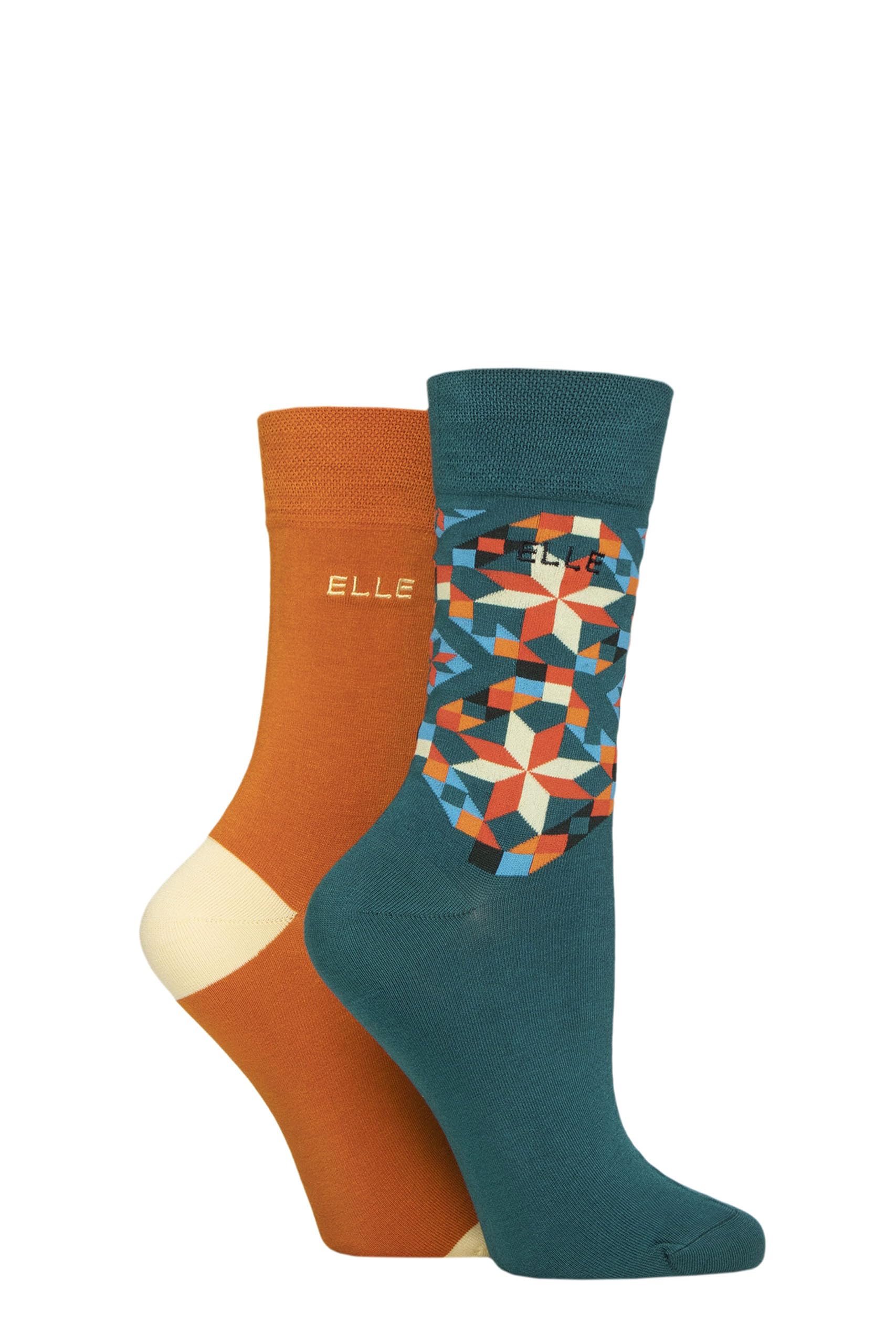 Elle Women's Marmalade Soft, Breathable & Cooling Bamboo Patterned And Plain Colourful Socks In A Multipack Of 2 Pairs (Uk, Numeric, 4, 8, Regular, Regular, )