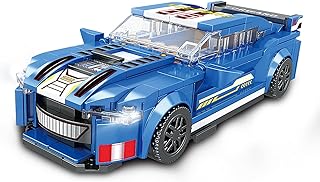 Car Building Blocks Toys for Adults and Kids, Car Building Kit Speed Racing Sports Model Car Building Blocks Set, Collectible Model Cars DIY Building Kit (Blue-382pcs)