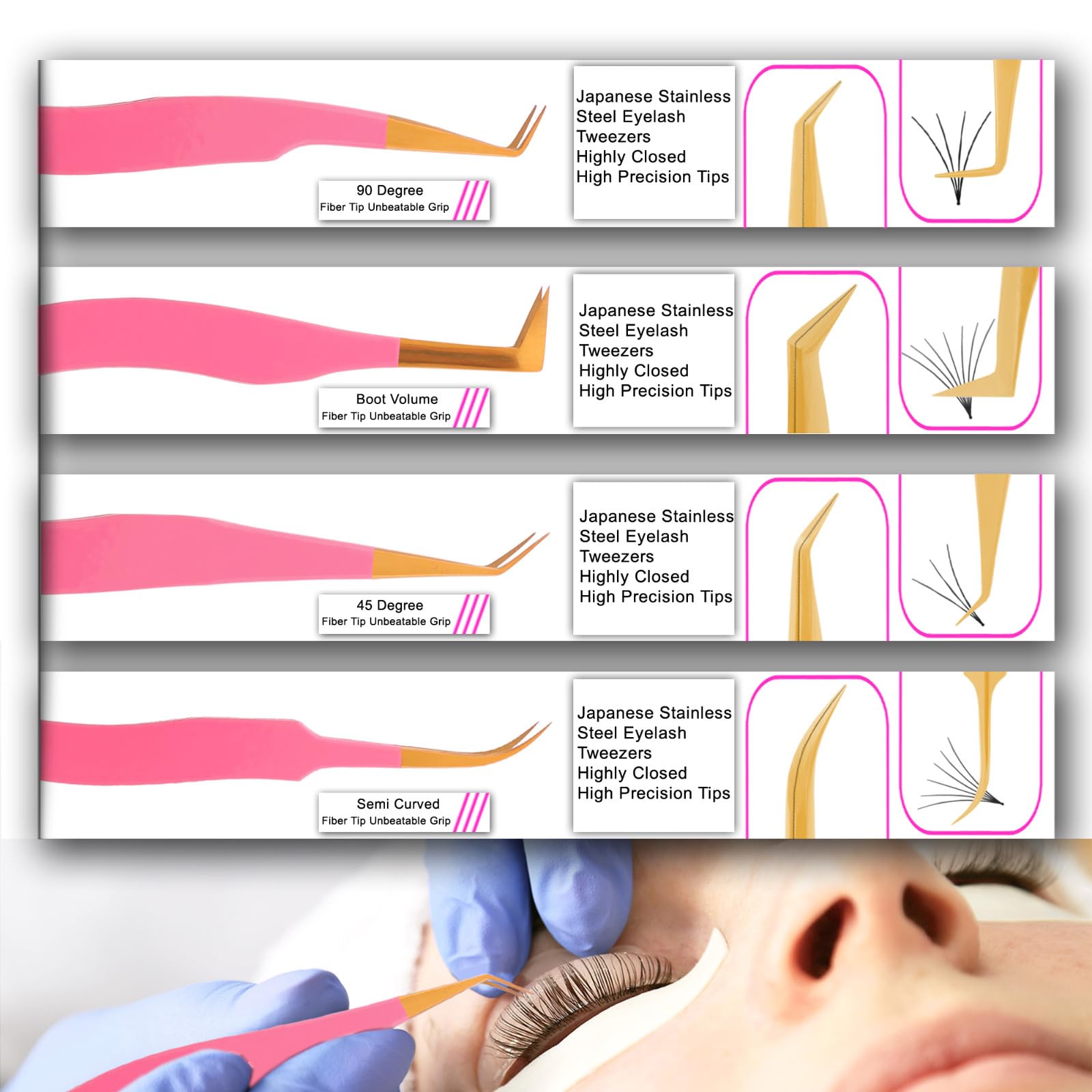 Amazon.com : M LASH Eyelash Tweezers for Eyelash Extensions (Set 
