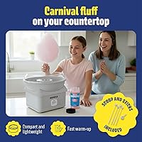 Vista 3 de Máquina de Algodón de Azúcar con Luces LED, Calentamiento Rápido, Máquina Eléctrica con Tazón Tapado para Fiestas, Hogar y Negocio (Gris)