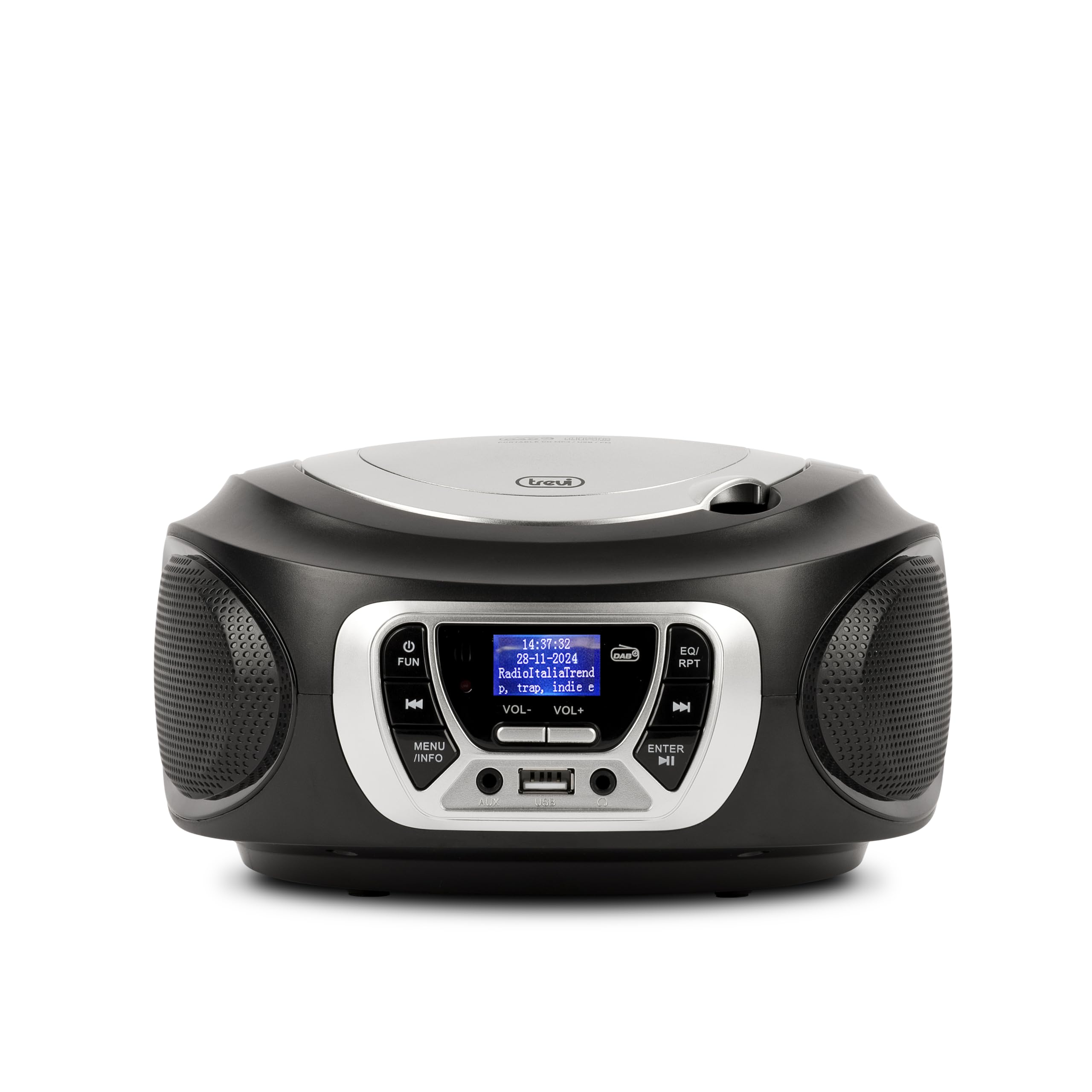 Trevi CMP 510 DAB Stereo Portatile con Radio Digitale DAB e FM RDS, Lettore CD, USB, AUX-IN, Display ad Alta Leggibilità, Antenna Telescopica Orientabile, Nero