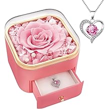 Beferr Gifts for Mom Preserved Real Rose with Necklace Eternal Roses Forever Flowers for Delivery Christmas Anniversary Birthday Mothers Day Flower Gifts for Women Her Grandma Wife Daughter Girlfriend