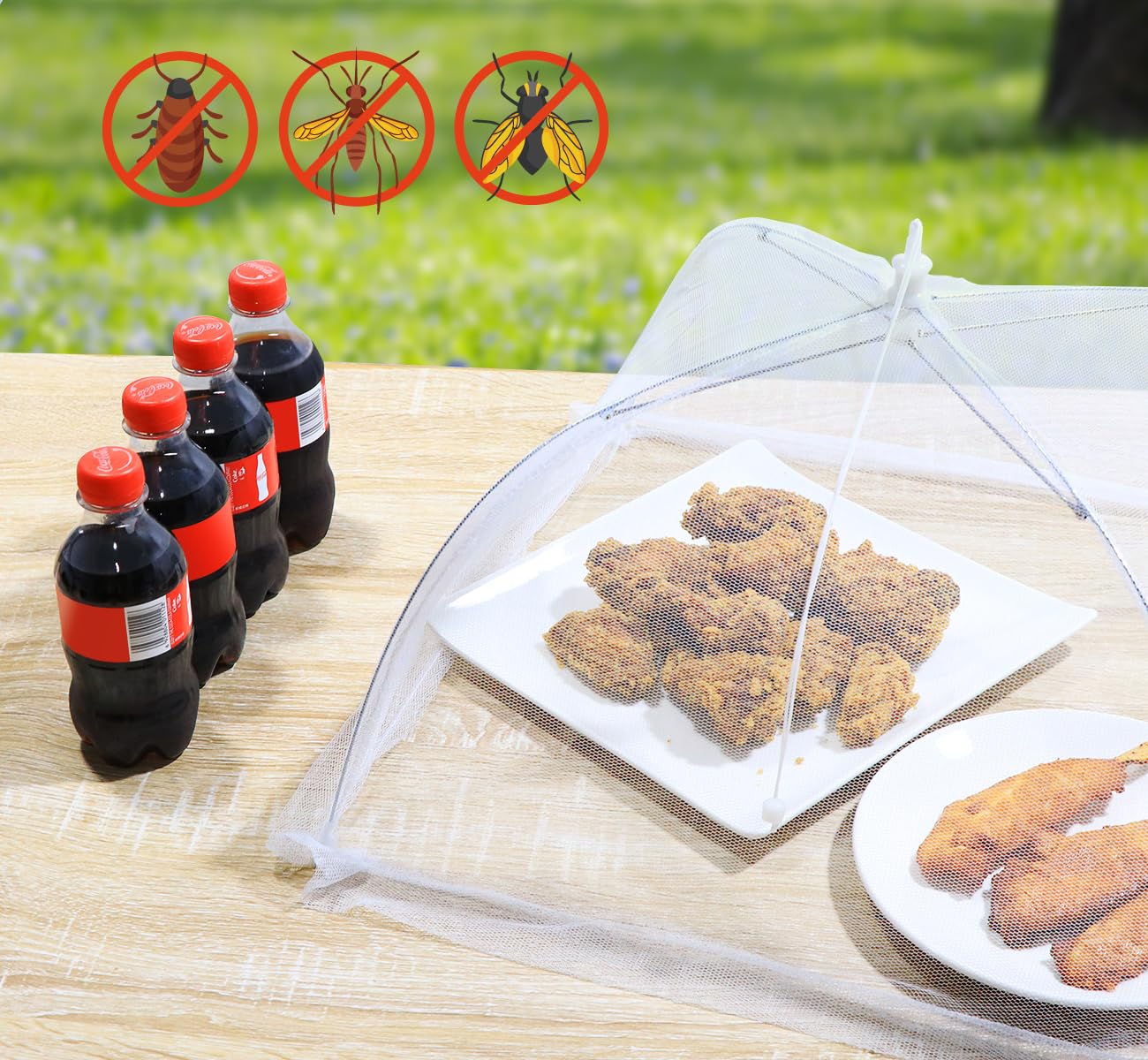 Anstore, copertura in rete per alimenti, per pic-nic, 43,2 cm, riutilizzabile e pieghevole, protegge gli alimenti da mosche, insetti e zanzare, confezione da 5