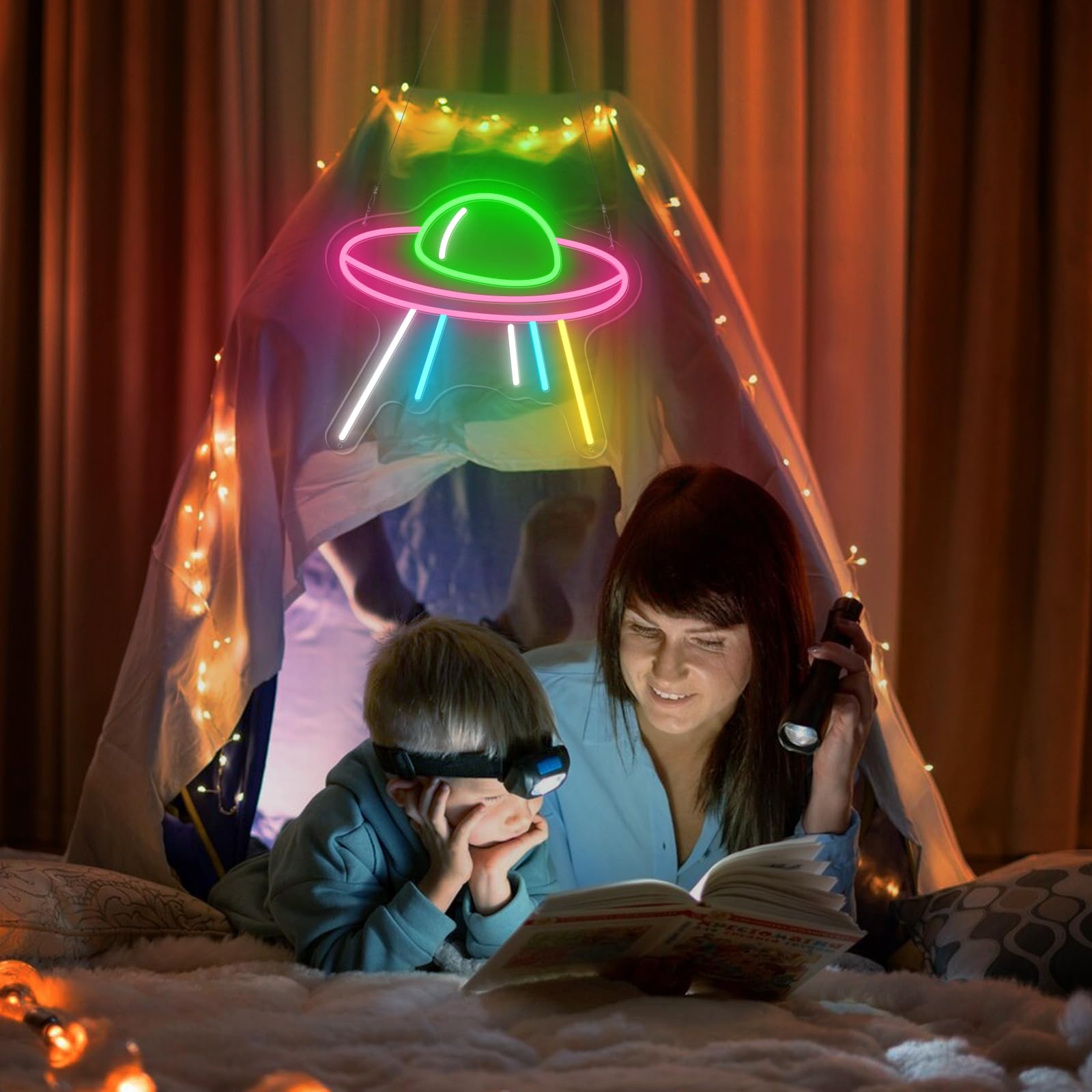 Amazon.co.jp: UFO ネオンサイン 壁用 リモート調光器 カラフル
