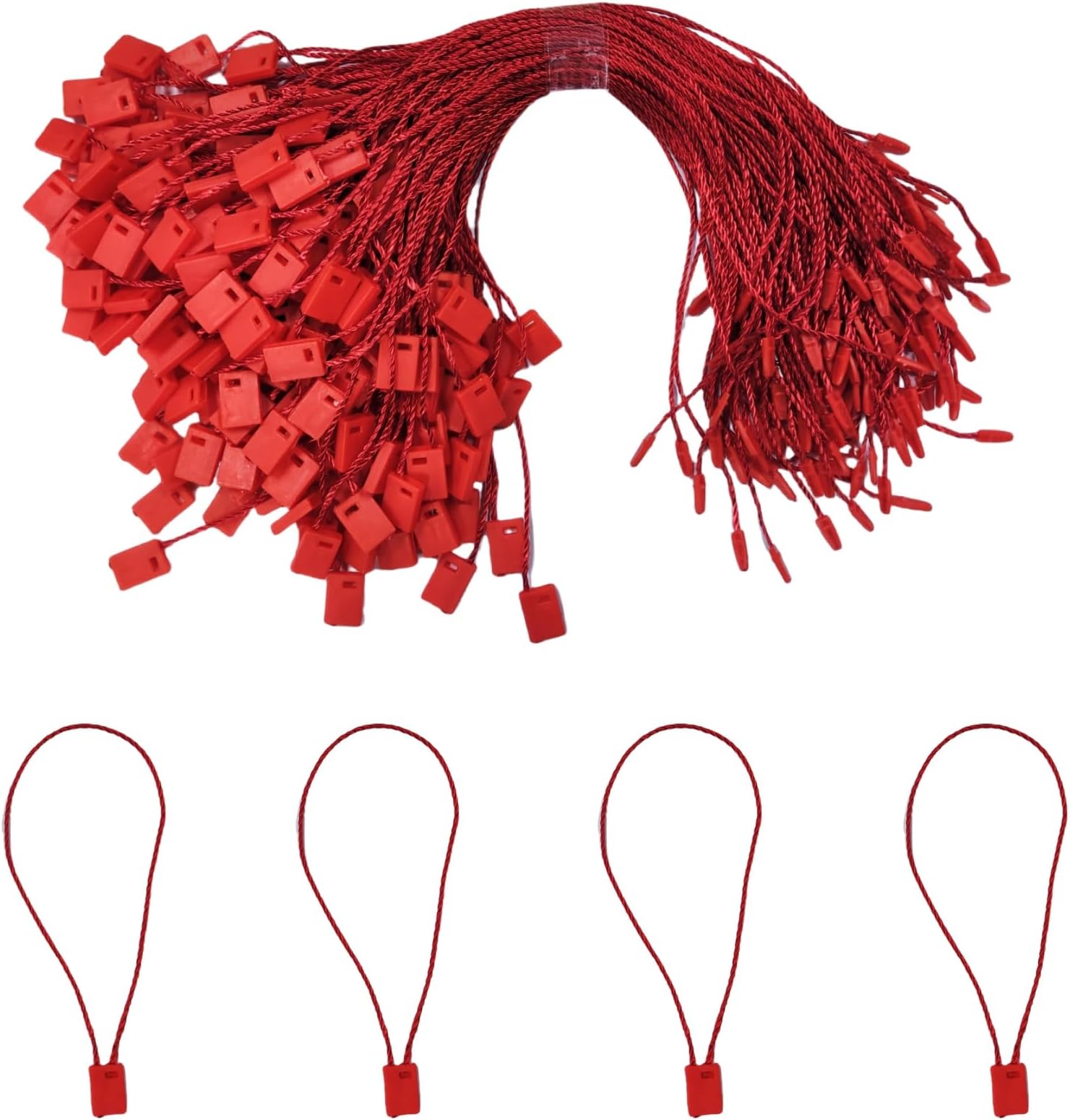 200Pcs Nylon Hang Tag String, 7.1-inch Red Hanging Tag String Snap Lock Pin Loop Fastener 1 mm Thick Tag Rope Ties for Clothes Shoes Bags Luggage Label Price Tags, SATONBEYI