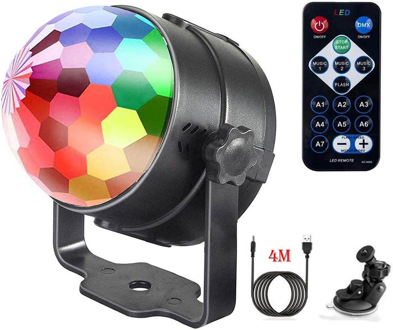 Disco Light,Xndryan Disco Ball Lights Party Lights Sound Activated & Remote Control 7 Colors Rotating Crystal Glitter Ball Light Stage Light Mini Disco Light for Parties Home Bar Pub