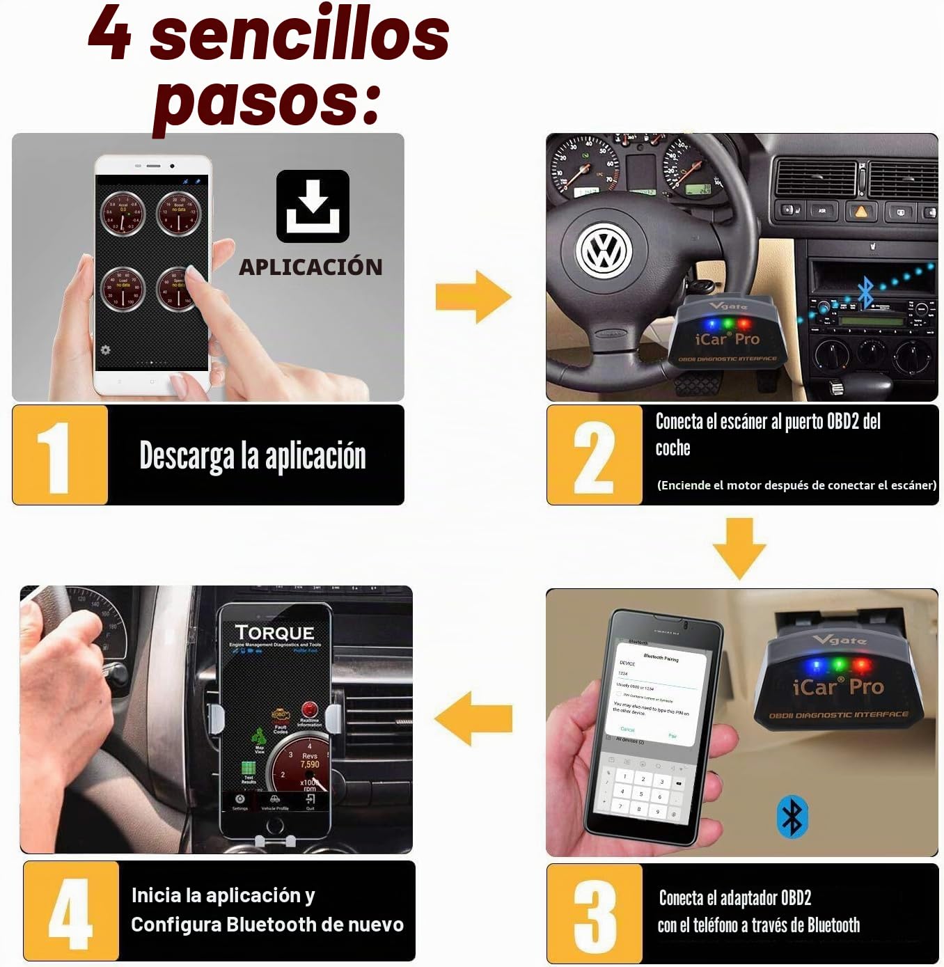 Vgate iCar Pro Bluetooth 4.0 (BLE) OBD2 Fault Code Reader OBDII Code Scanner Car Check Engine Light para iOS/Android | Lector de código de falla, OBDII, luz de comprobación de motor de coche, compatible con iOS/Android