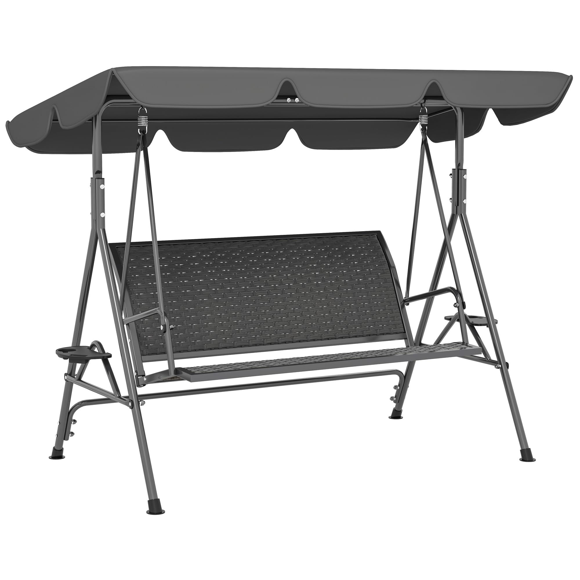 Outsunny 3 Seater Garden Swing Chair - Grey - Steel