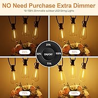 Vista 4 de Cadena de luces en serie para exteriores de 200 pies con control remoto, decoración de jardín y patio con 2500K blanco cálido, más de 100+4 focos