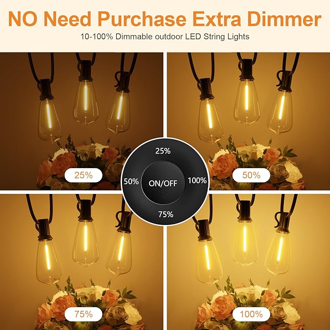 Luz de cuerda exterior 150 pies con control remoto LED cálido 2500K LaPitio miniatura 3