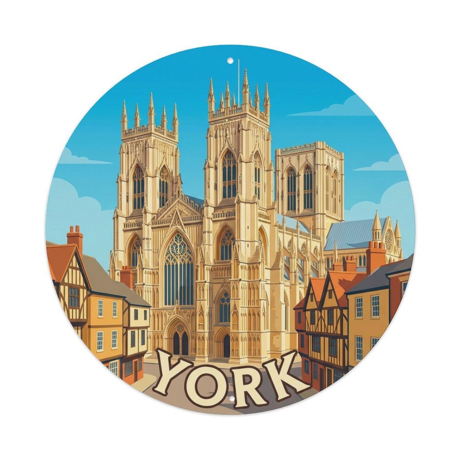 Metal Tin Sign England Vintage Travel York