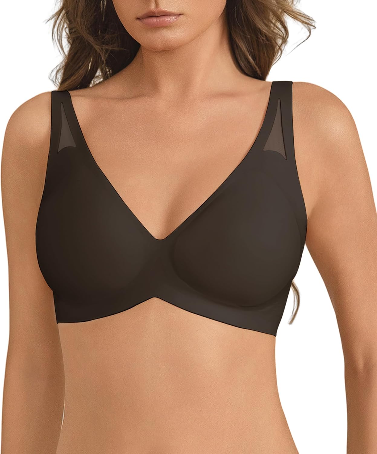 Bras for Women No Underwire - Womens Seamless Wireless Push Up Bra Padded V Neck Support Everyday Sleep Bralettes