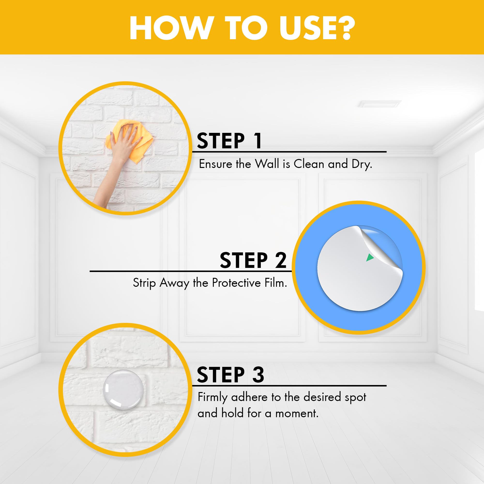 AFFIXERS Door Stoppers for Wall – Self Adhesive Door Knob Wall Protector, Door Slam Stopper, Door Handle Bumper Guard (Clear, Small -1.6" (6 Pack)) 4