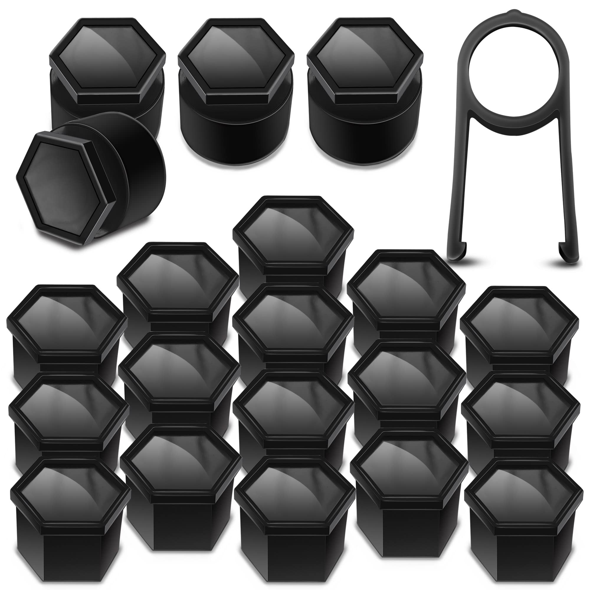 PAITOK Wheel Nut Cap, 20 Pieces Universal Chrome Plastic Wheel Bolt Nut Covers Wheel Nut Covers