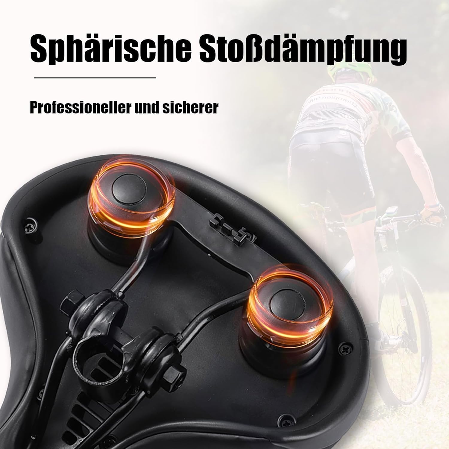 Siodełko rowerowe Cloud Comfort Pro Max – wreszcie bezbolesne siodełko rowerowe do jazdy na rowerze, wygodne, miękkie siodełko z pianką z pamięcią kształtu, z czerwonym paskiem ostrzegawczym, siodełko