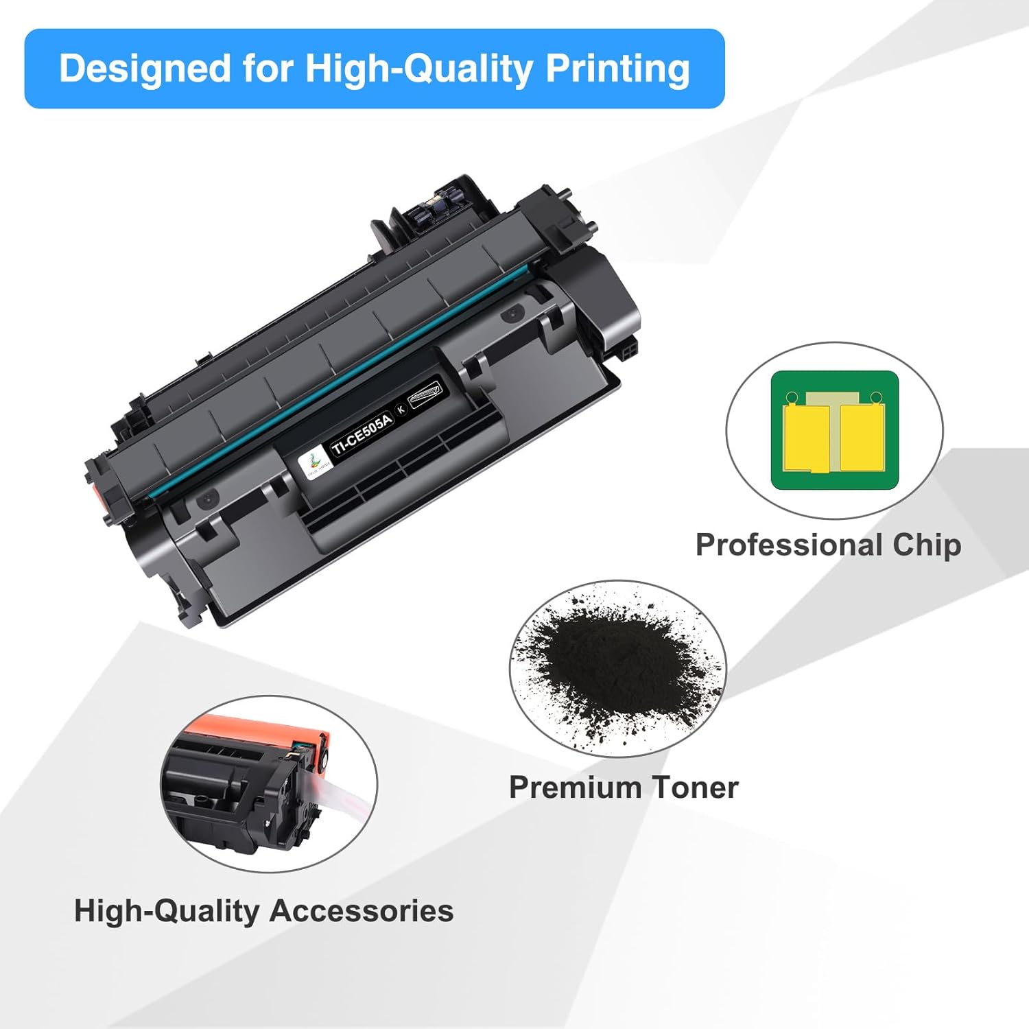 TRUE IMAGE 05A CE505A Black Toner Cartridge Compatible Replacement for HP 05A CE505A Work for Laserjet P2035 P2035N P2055D P2055DN Printer (Black, 1 Pack)