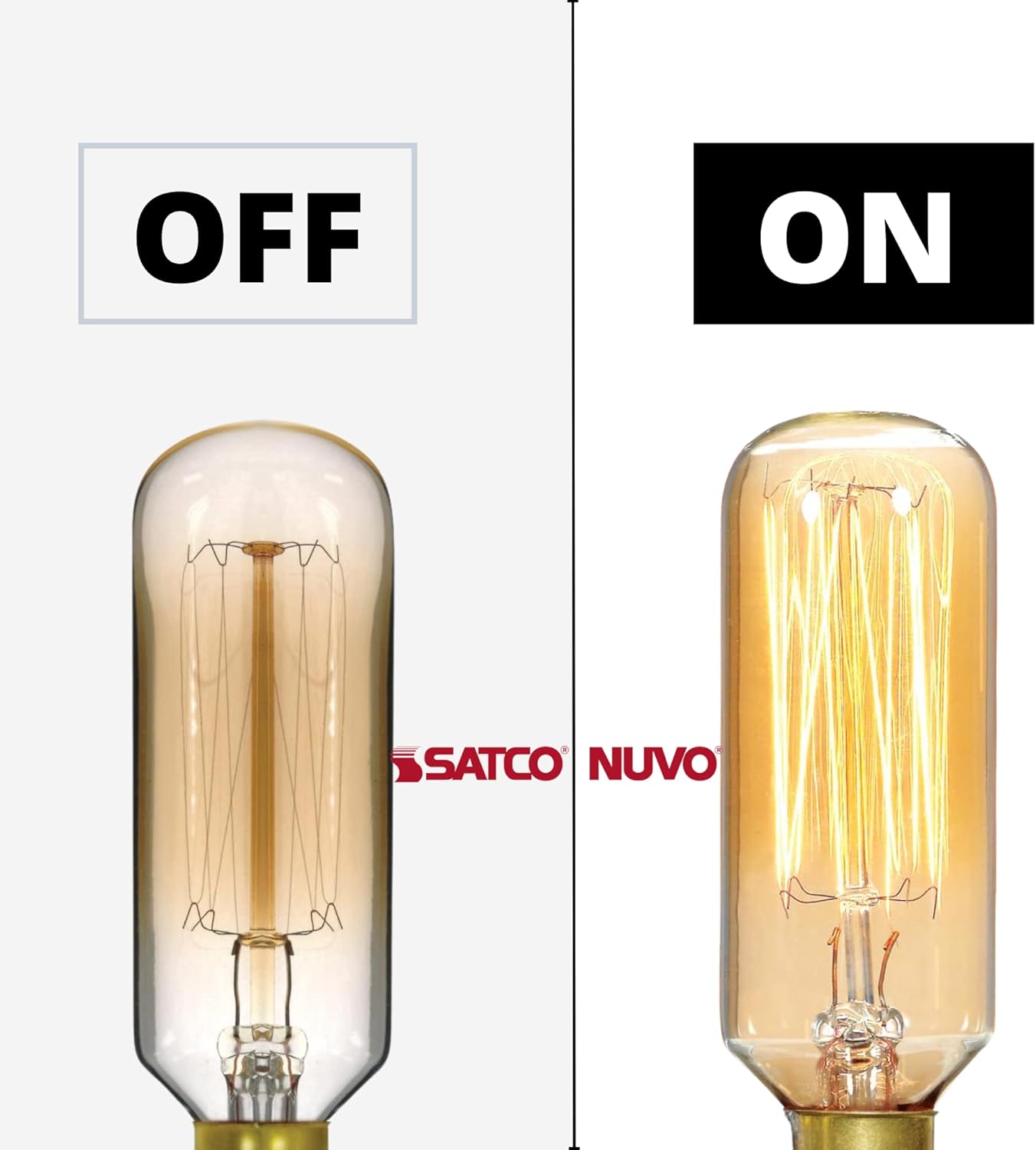 Satco S2420 Incandescent Vintage Light Bulbs 40 Watt 120 Volt T9 Clear Gold; 3000 Average Hours; 160 Lumens; E12 Candelabra Base; Decorative for Home, Room, Hotel, Studio (10 Light Bulbs)