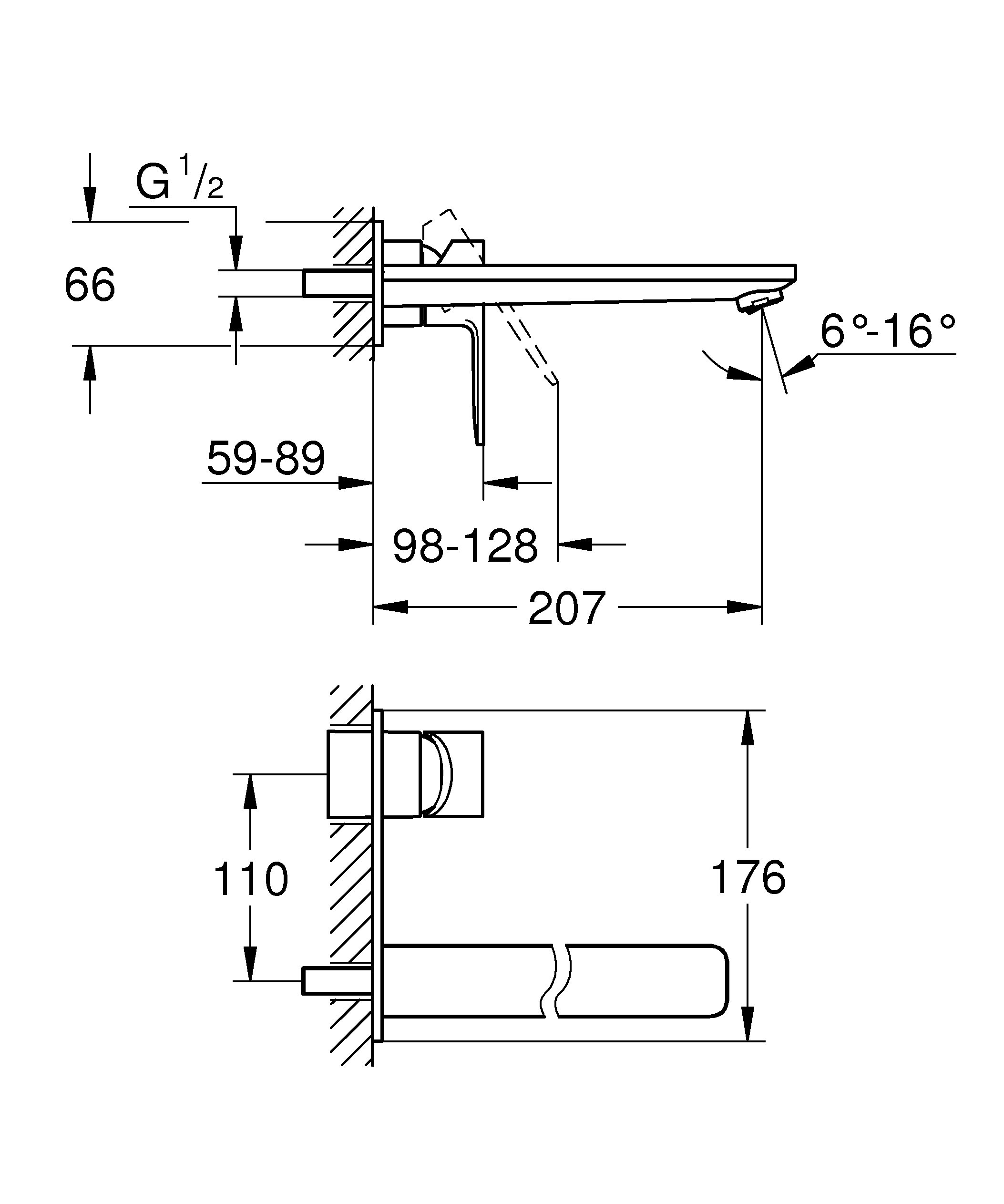 Grohe 23444001 Miscelatore Monocomando Lavabo a 2 Fori, Cromo, M