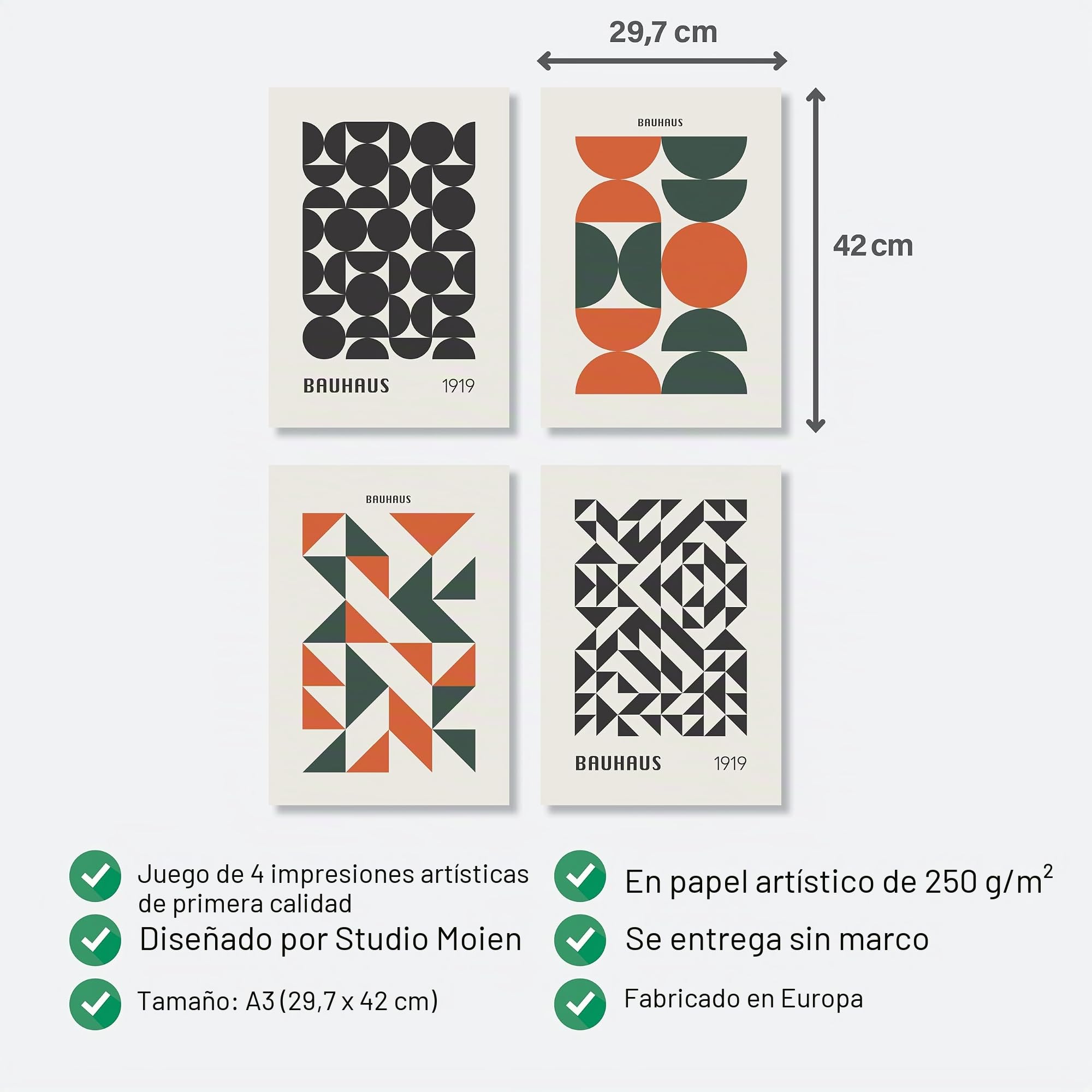 Studio Moien Set de carteles Bauhaus (verde y naranja)
