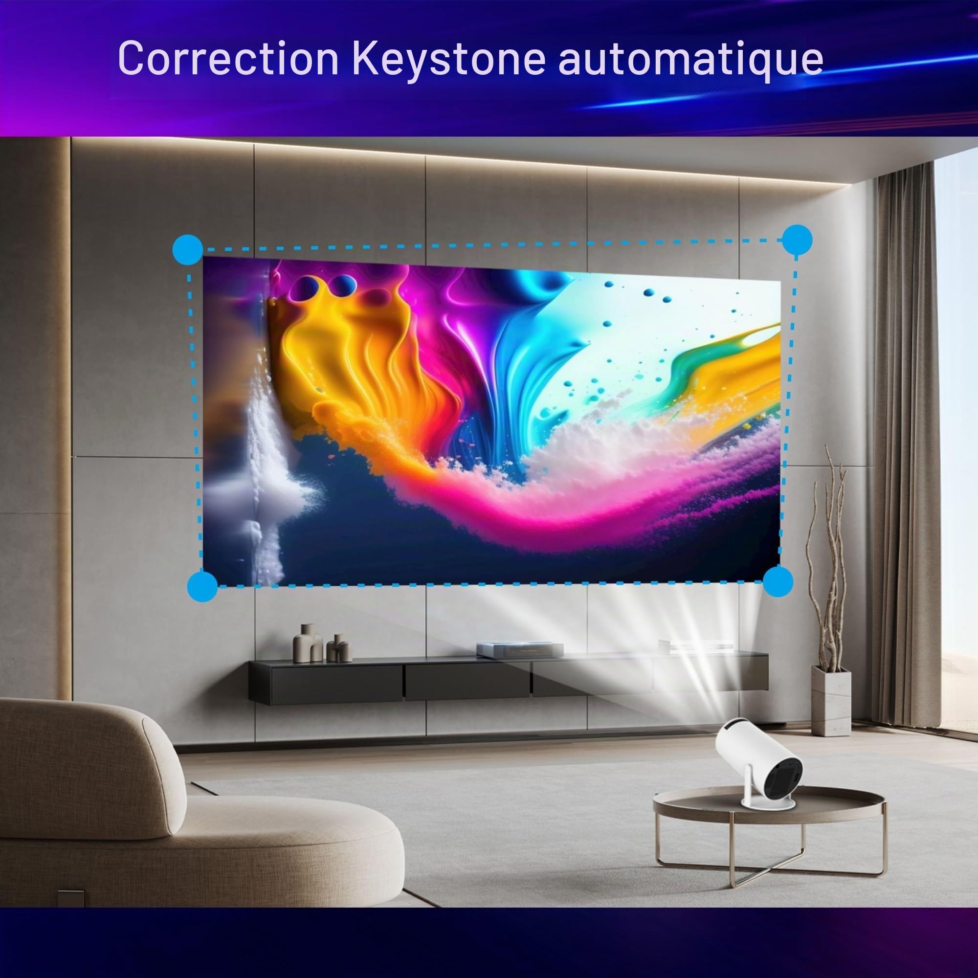 Projecteur HY300 4K HD Android 11 Double WiFi 6.0 200 ANSI BT5.0 1080P 1280 * 720P Home Cinema projecteurs Portables extérieurs (Color : HY300, Size : EU Plug)
