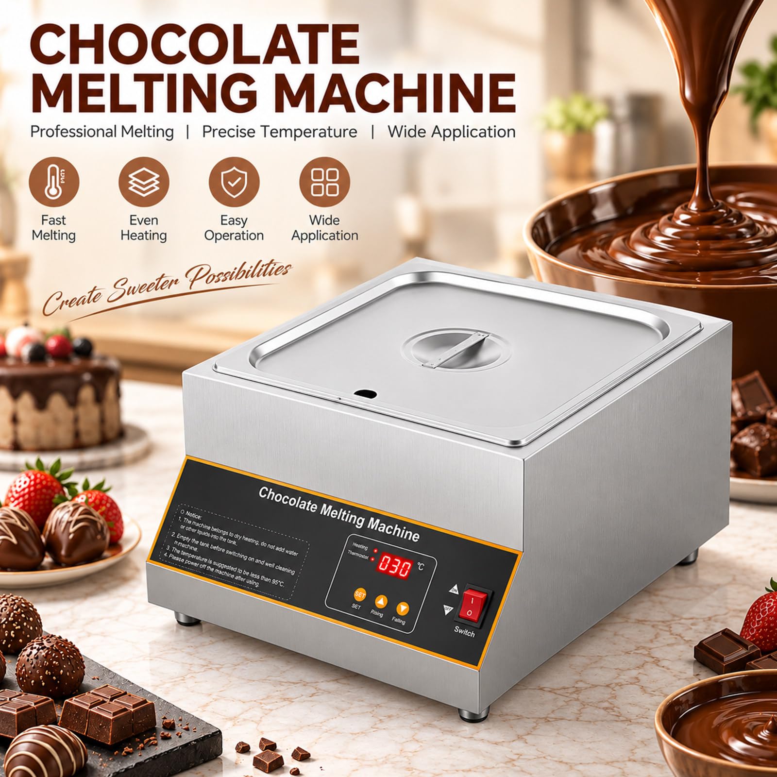Macchina per il Temperaggio e lo Scioglimento del Cioccolato da 12kg 1-Tank