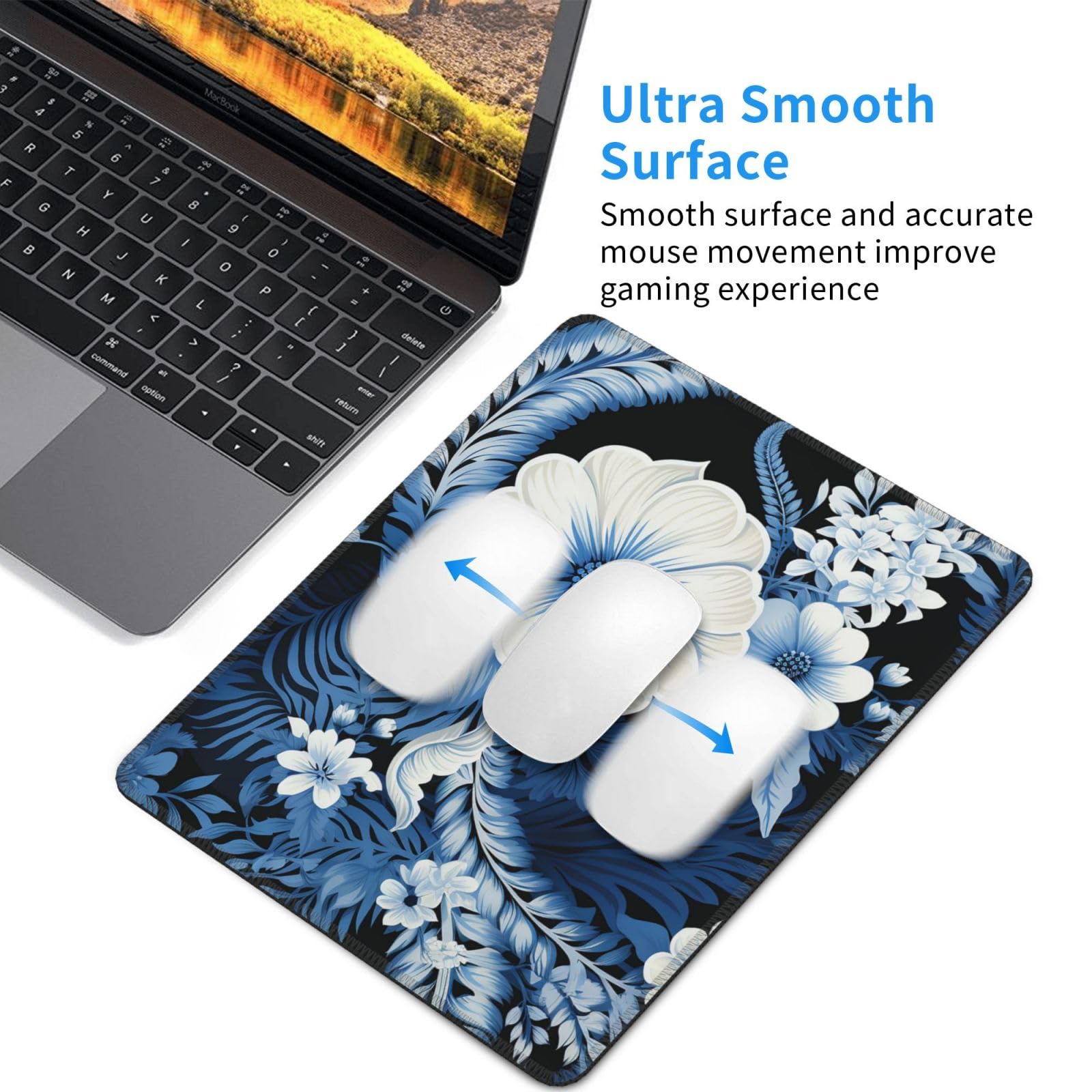 Tapis De Souris Rond De 20,3 Cm Avec Motif De Fleurs De Printemps Sur Une Table En Bois, Texturé, Imperméable, Base En Caoutchouc Antidérapante Pour Ordinateur Portable, Ordinateur De Bureau