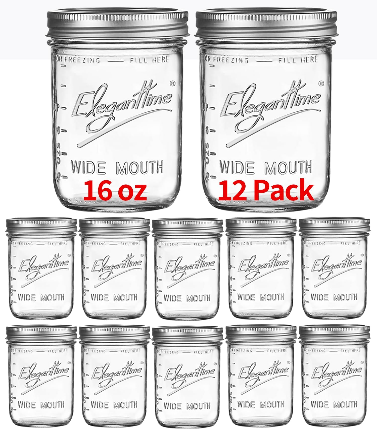 XZone Mason Jars 8oz Regular Mouth Glass Jars with Lid
