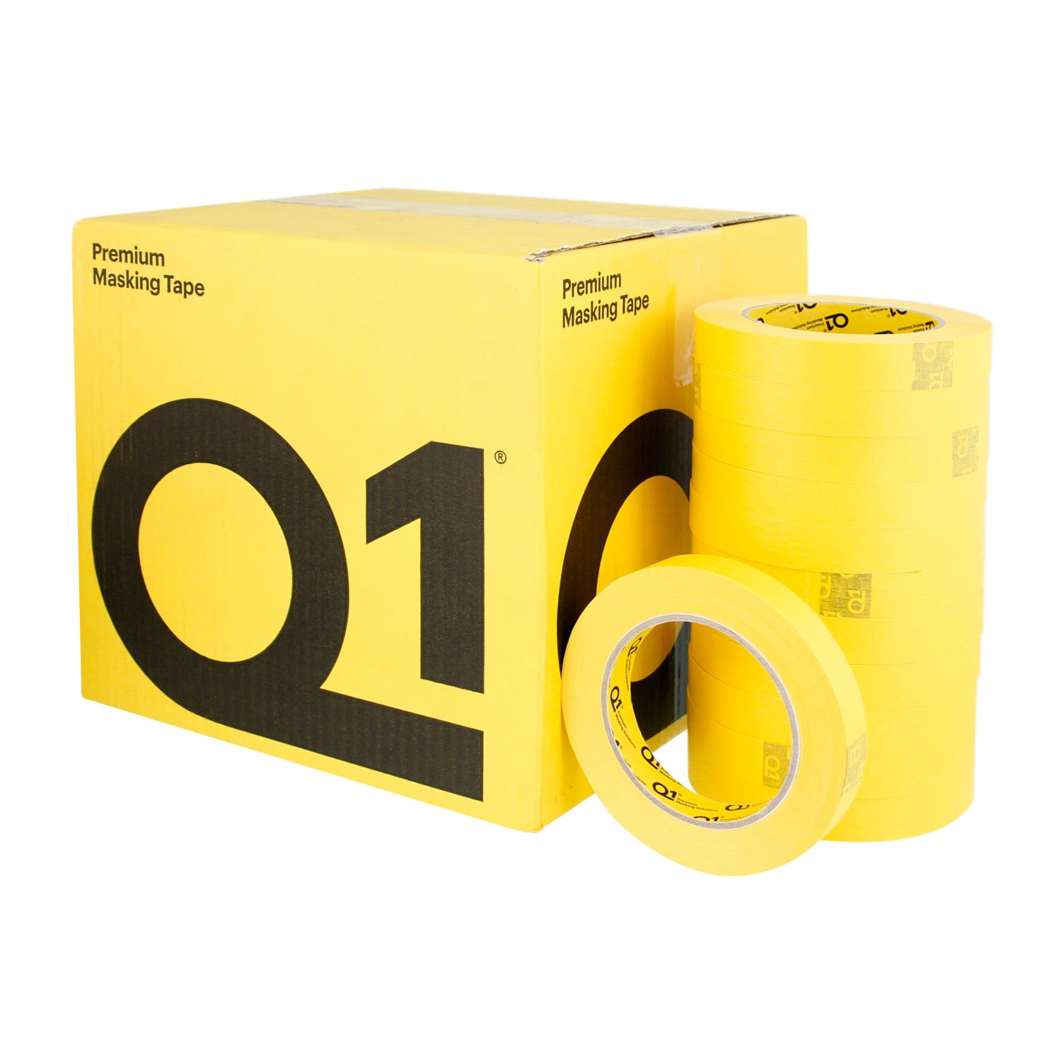 Q1 – 3/4 pulgadas (18 mm x 55 m) Premium de alto rendimiento Automotive amarillo cinta de carrocero – Alta temperatura – 1 rollo, revestimiento