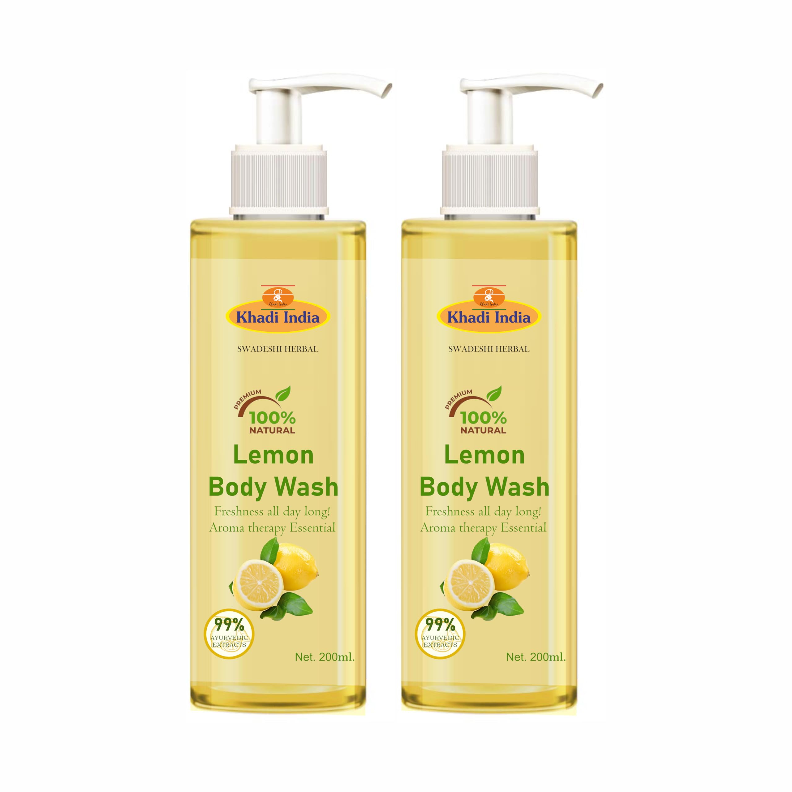 Khadi 100% Pure Natural Lemon Herbal Body Wash | Body Wash for Soft Skin | Hydrating Shower Gel with Pleasing Fragrance | SLS & Paraben Free | Suitable for All Skin Types (PACK OF 2-400ml., Lemon)-image-28