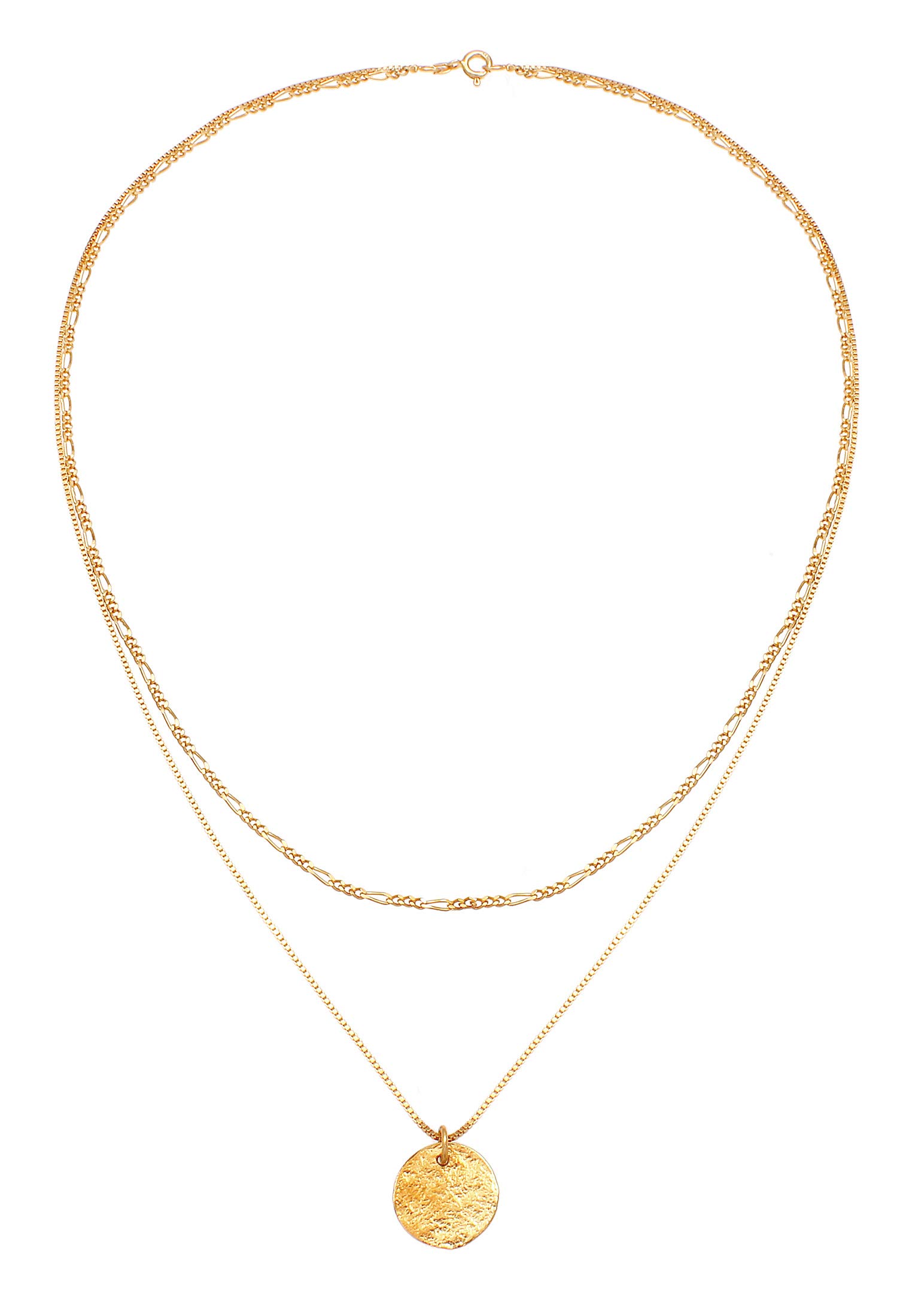 Elli Halskette Damen Layer Kette mit Plättchen Anhänger Boho 925 Silber | Vergoldet