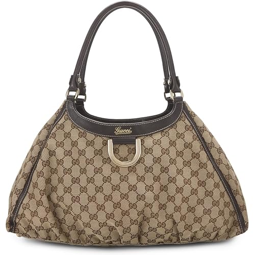 WHAT GOES AROUND COMES AROUND Women's Pre-Loved Gucci Brown Canvas D Ring Abbey Large Tote