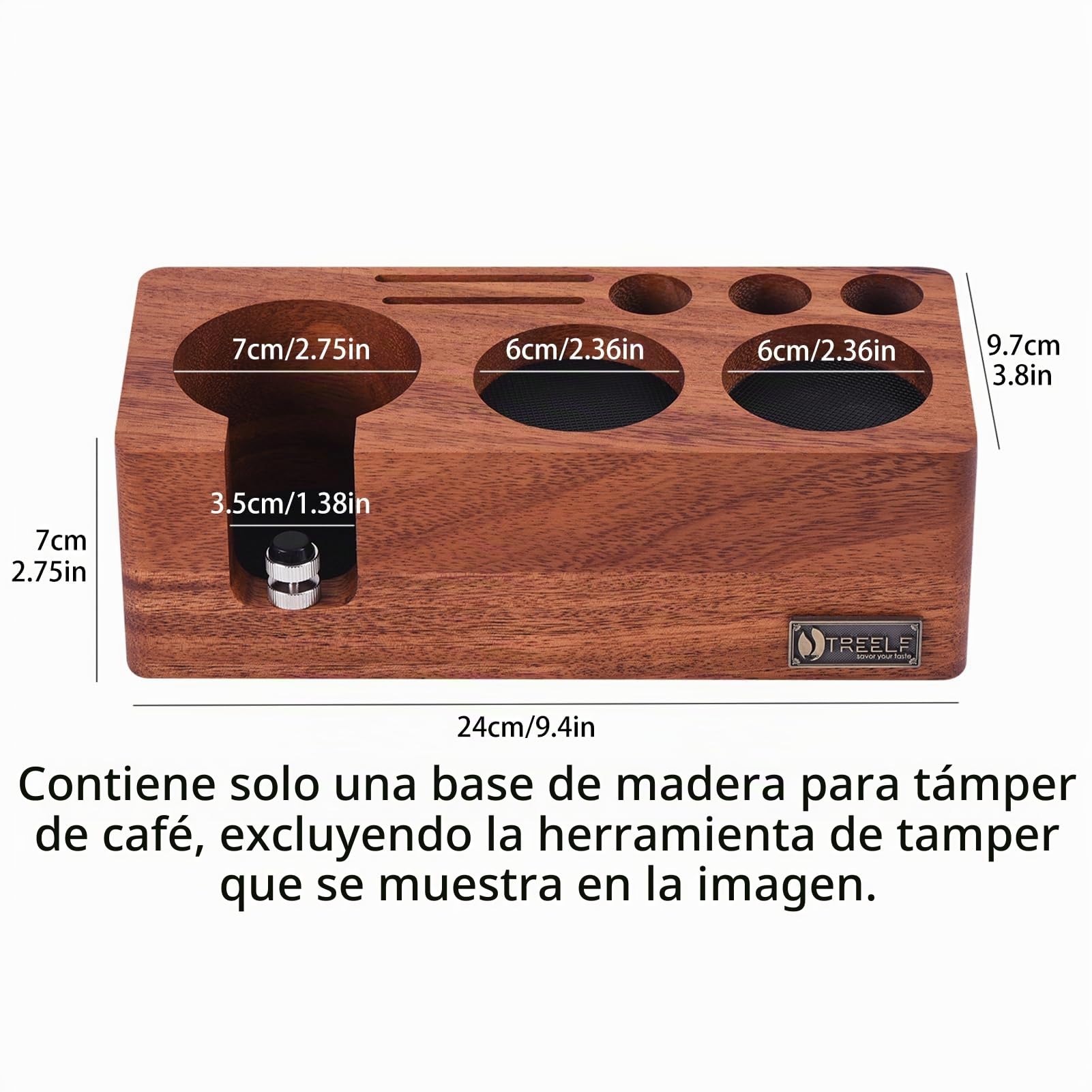LingTing ​Estación de Prenado Espresso 51/54MM en Nogal Macizo - Base Anti-Presión para Cafetera Profesional, Organizador de Encimera con Soporte para Tamper