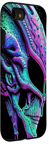 Miniatura 33 de iPhone 13 Pro Trippy Vaporwave Alien Head Skull Dripping Paint UFO Art Case