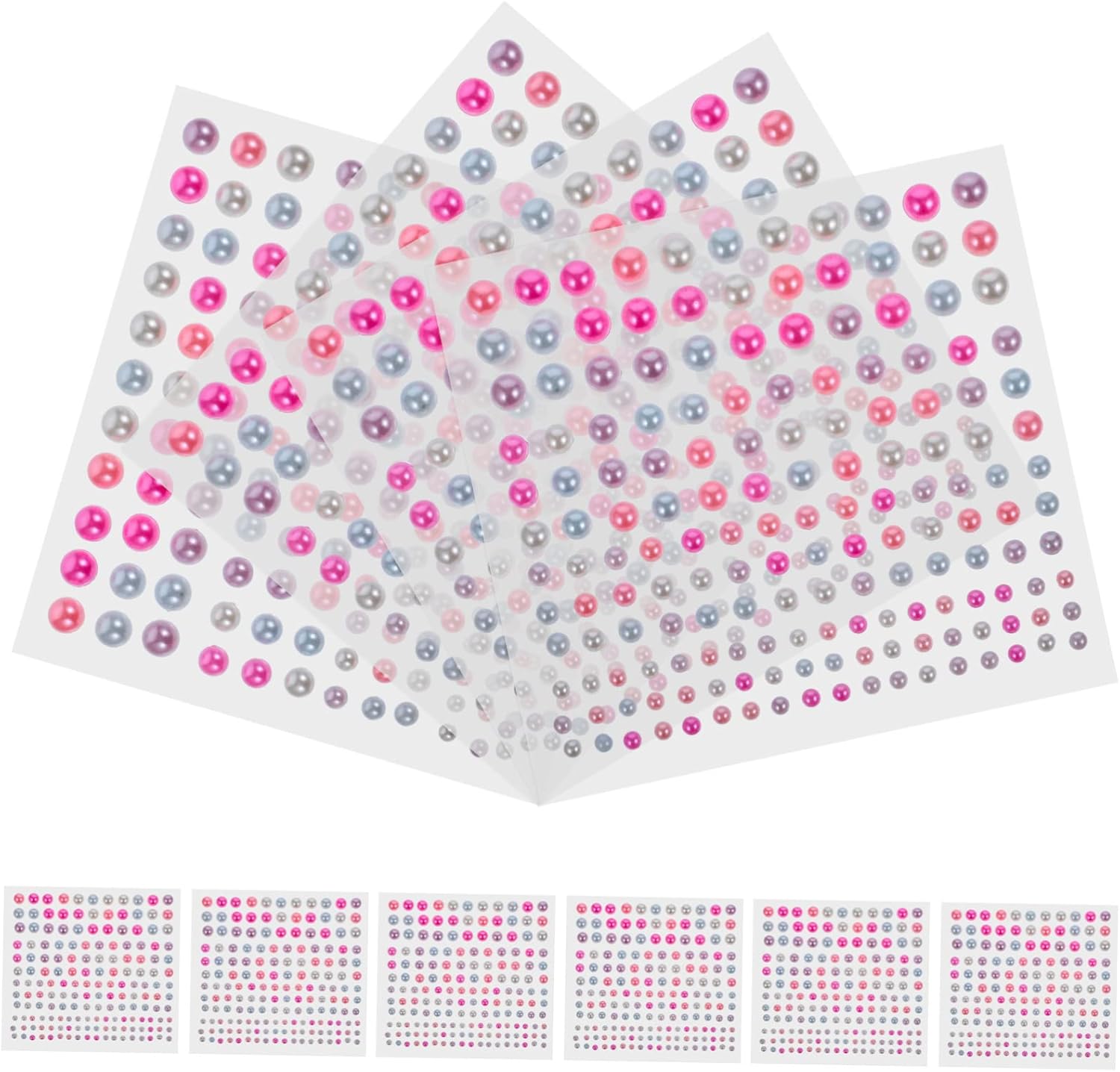 SEWACC 4sets Pearl Decals Self Adhesive Pearls for Face Nails Phone Decor 10sheets*4