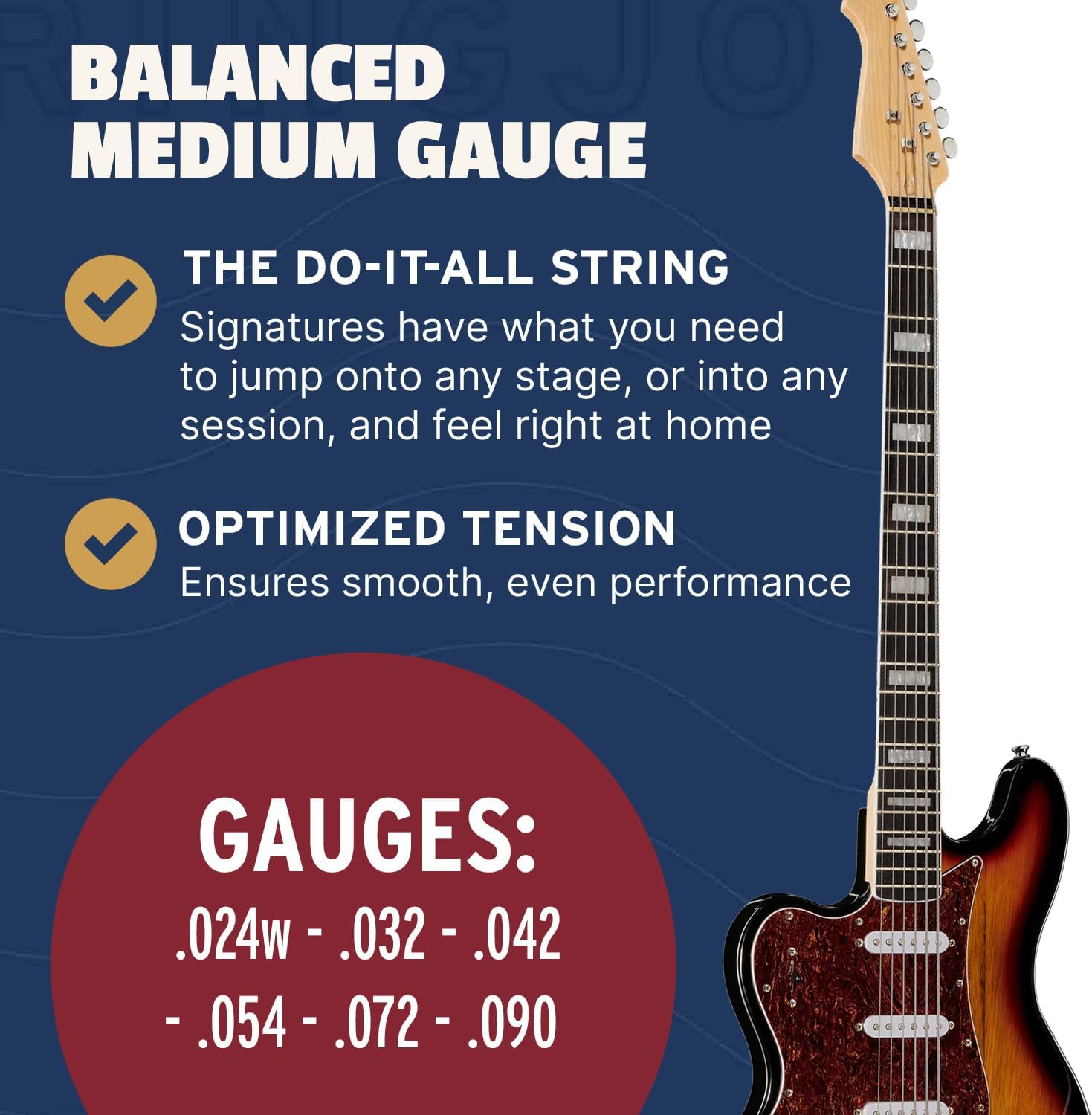 Stringjoy Signatures Nickel Wound Bass VI Strings, 24-90 Balanced Medium Gauge, 6 String Electric Guitar Set, Optimal Tone and Durability, Made in Nashville, TN USA