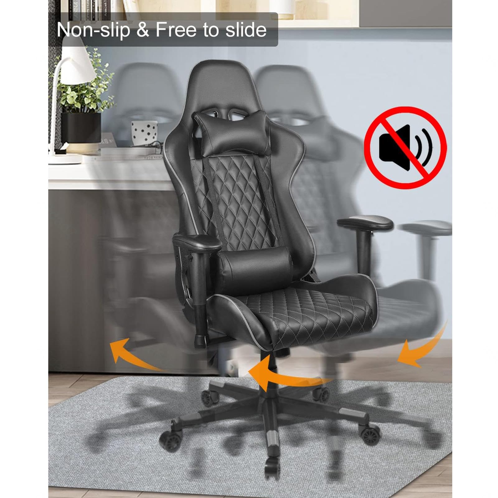 Tappeto Sedia Ufficio Antiscivolo, AntiGraffio,Durevole nel Tempo, Tappeto Salvapavimento, Tappeto Studio per Parquet e Pavimenti Duri/Piastrelle,Beige-90×150cm